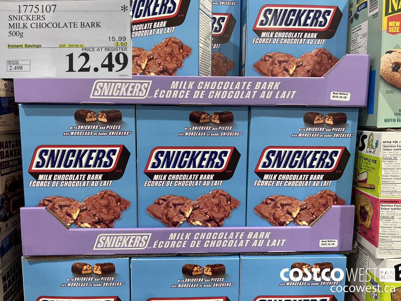 1775107 SNICKERS MILK CHOCOLATE BARK 500G ($3.50 INSTANT SAVINGS EXPIRES ON 2024-06-16) $12.49