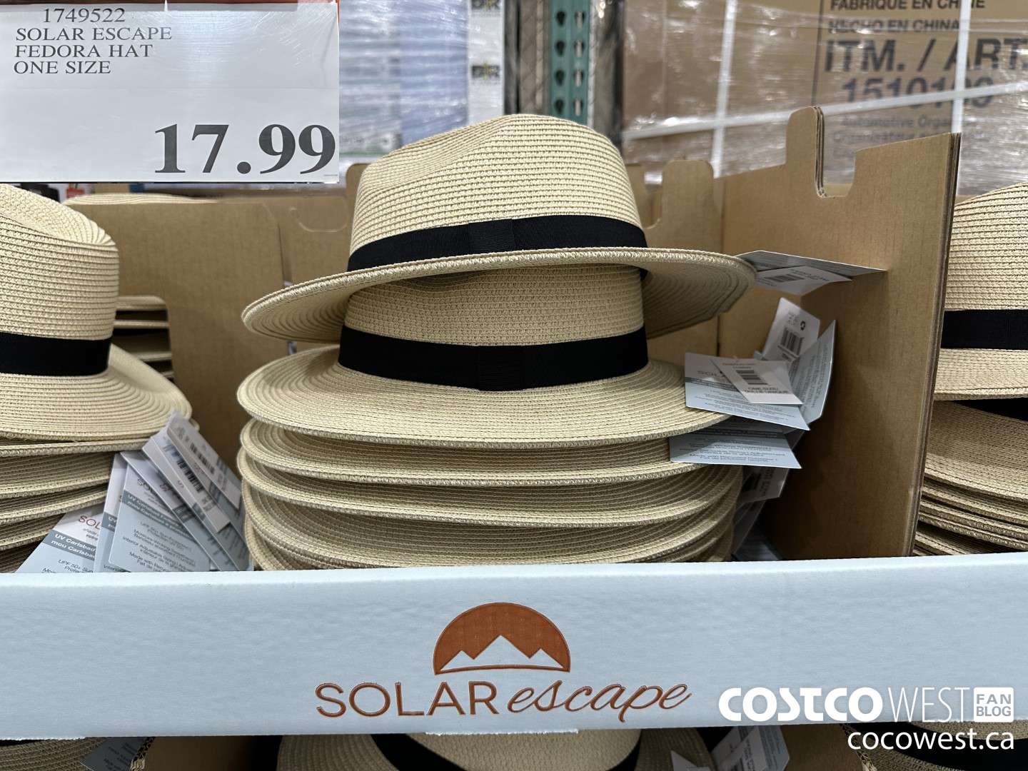 1749522 SOLAR ESCAPE FEDORA HAT ONE SIZE $17.99