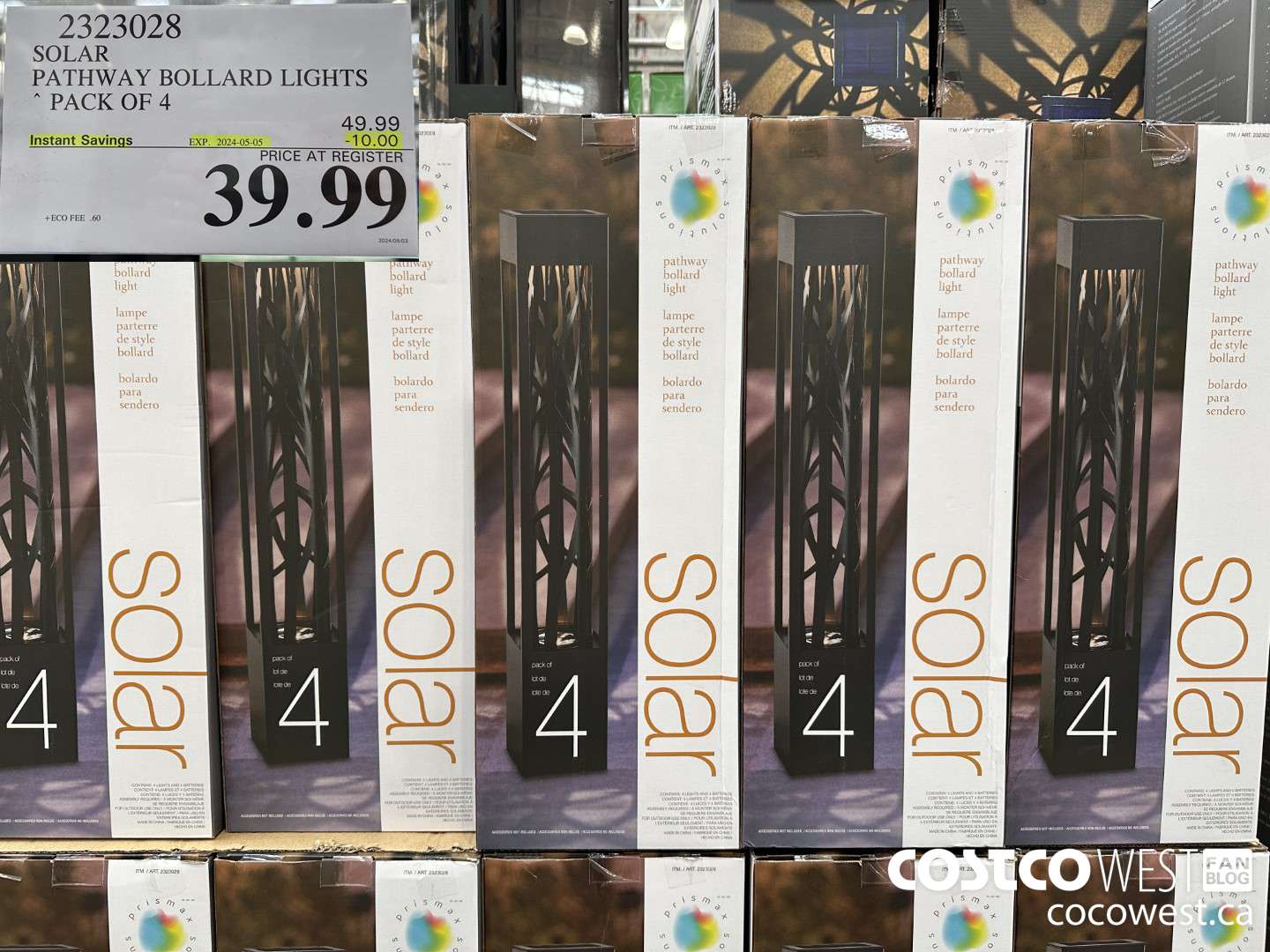 2323028 SOLAR PATHWAY BOLLARD LIGHTS PACK OF 4 ($10.00 INSTANT SAVINGS EXPIRES ON 2024-05-05) $39.99