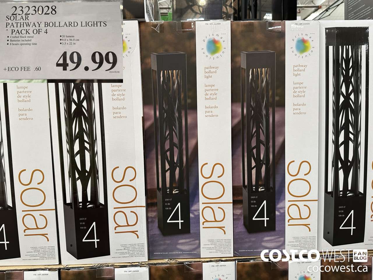 2323028 SOLAR PATHWAY BOLLARD LIGHTS PACK OF 4 $49.99