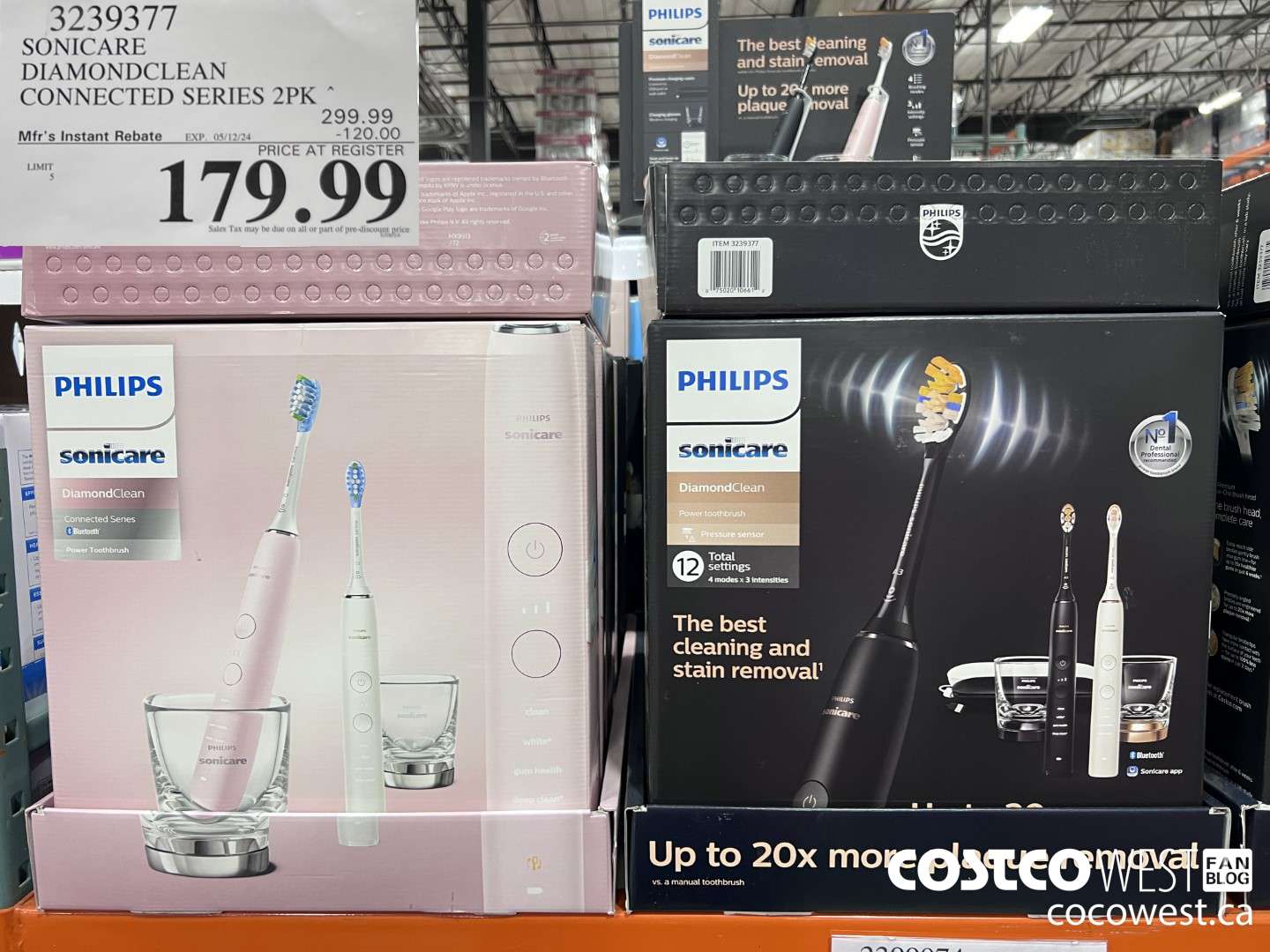 3239377 SONICARE DIAMONDCLEAN CONNECTED SERIES 2PK ($120.00 INSTANT SAVINGS EXPIRES ON 2024-05-12) $179.99