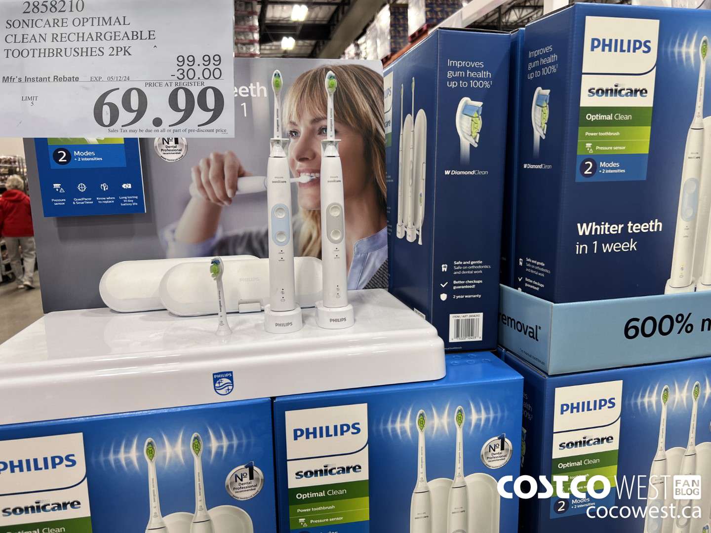 2858210 SONICARE OPTIMAL CLEAN RECHARGEABLE TOOTHBRUSHES 2PK ($30.00 INSTANT SAVINGS EXPIRES ON 2024-05-12) $69.99