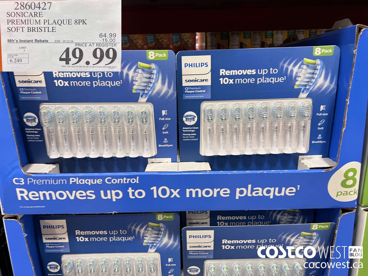 2860427 SONICARE PREMIUM PLAQUE 8PK SOFT BRISTLE ($15.00 INSTANT SAVINGS EXPIRES ON 2024-05-12) $49.99