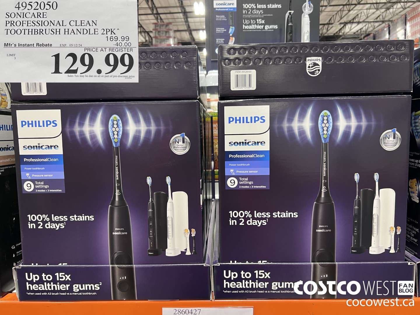 4952050 SONICARE PROFESSIONAL CLEAN TOOTHBRUSH HANDLE 2PK ($40.00 INSTANT SAVINGS EXPIRES ON 2024-05-12) $129.99