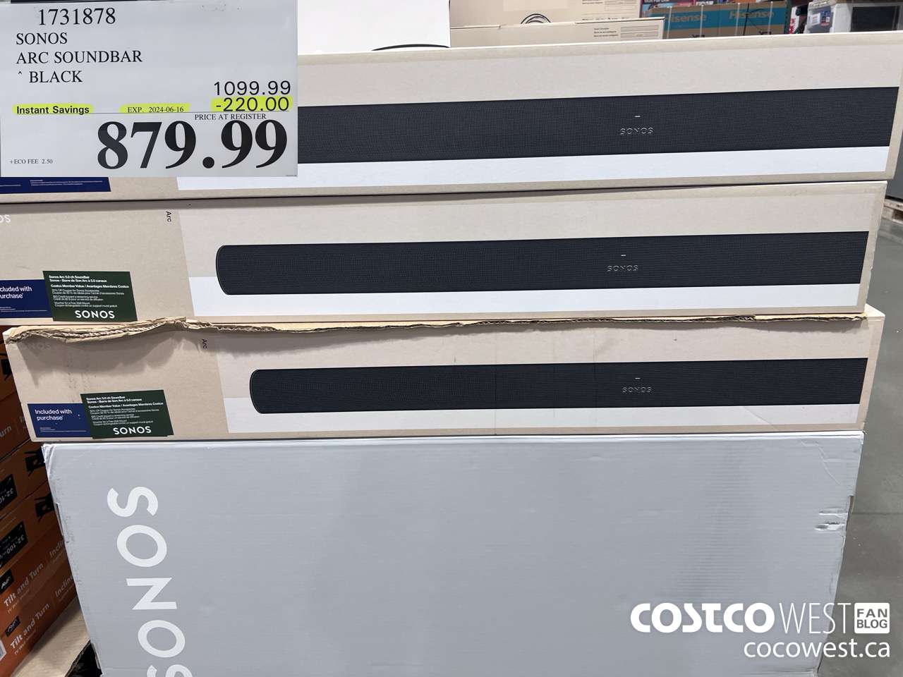 1731878 SONOS ARC SOUNDBAR W/DOLBY ATMOS ($220.00 INSTANT SAVINGS EXPIRES ON 2024-06-16) $879.99