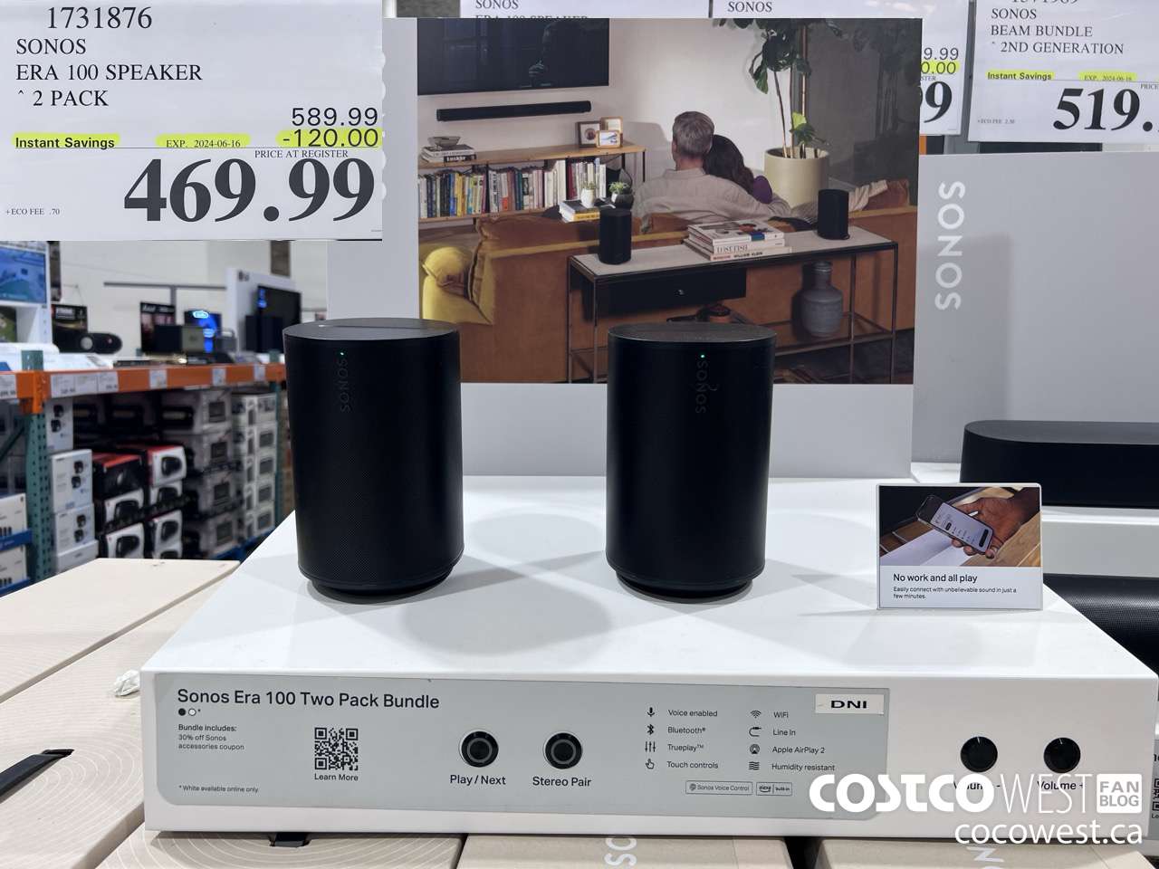 1731876 SONOS ERA 100 SPEAKER 2 PACK ($120.00 INSTANT SAVINGS EXPIRES ON 2024-06-16) $469.99