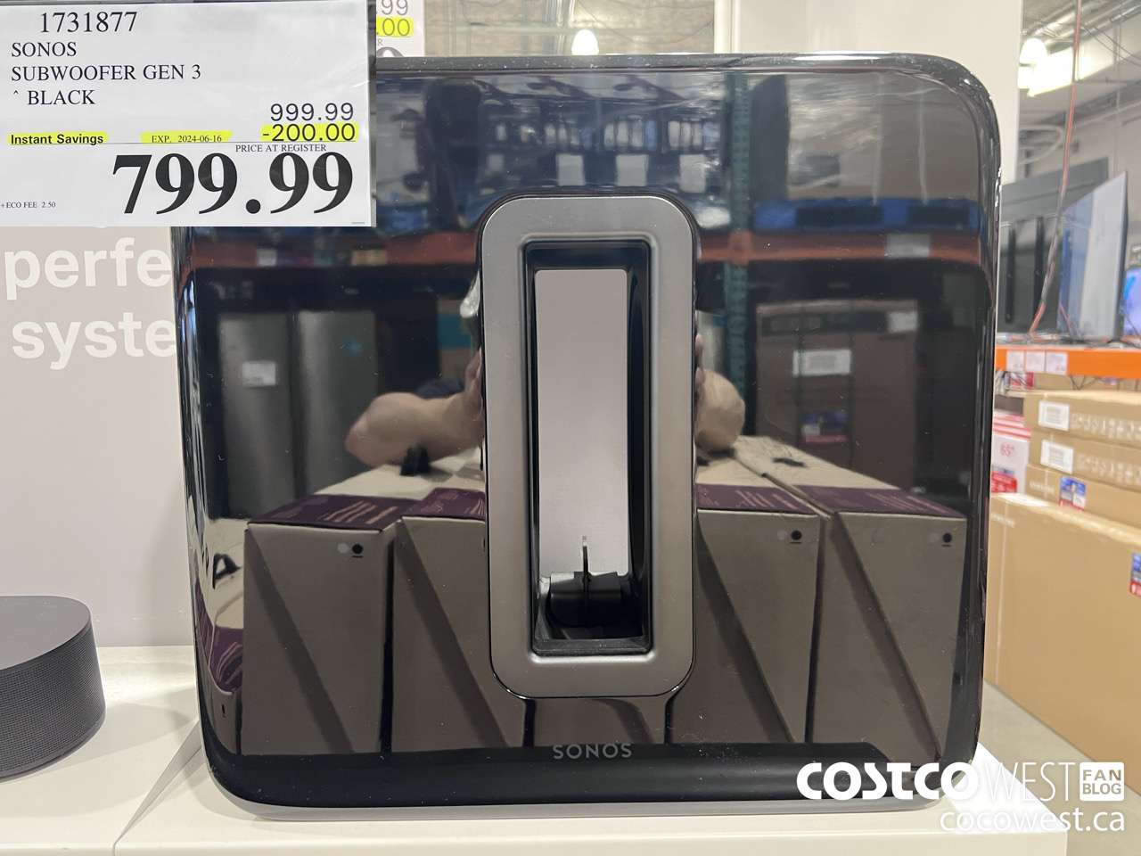 1731877 SONOS SUB (GEN 3) WIRELESS SUBWOOFER ($20.00 INSTANT SAVINGS EXPIRES ON 2024-06-16) $799.99