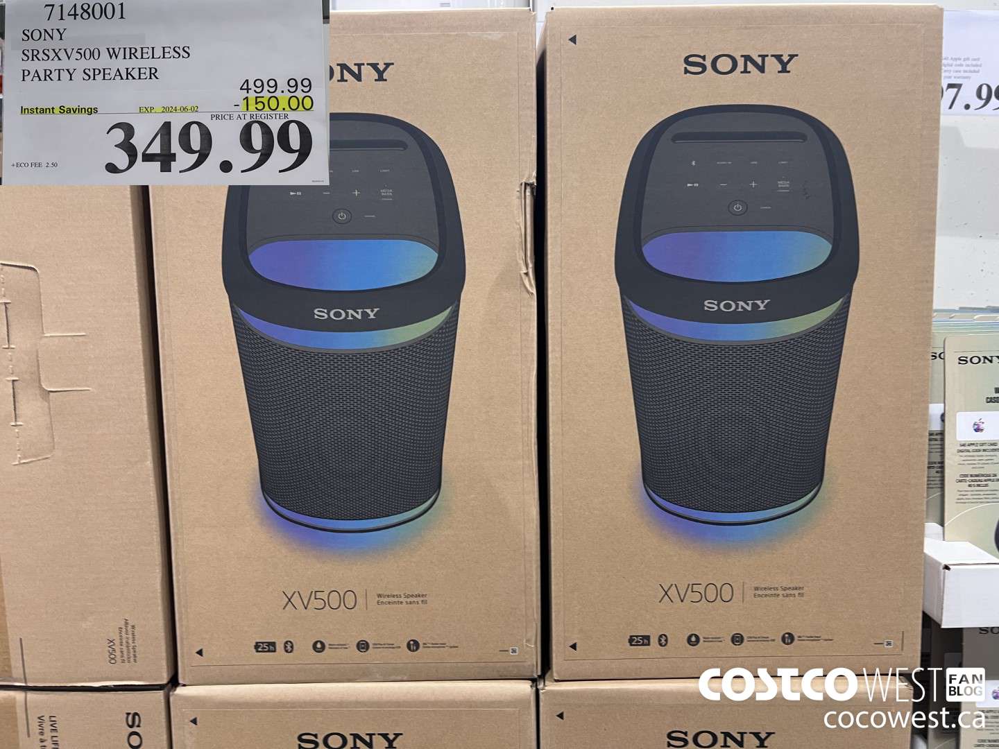 7148001 SONY SRSXV500 WIRELESS PARTY SPEAKER ($150.00 INSTANT SAVINGS EXPIRES ON 2024-06-02) $349.99