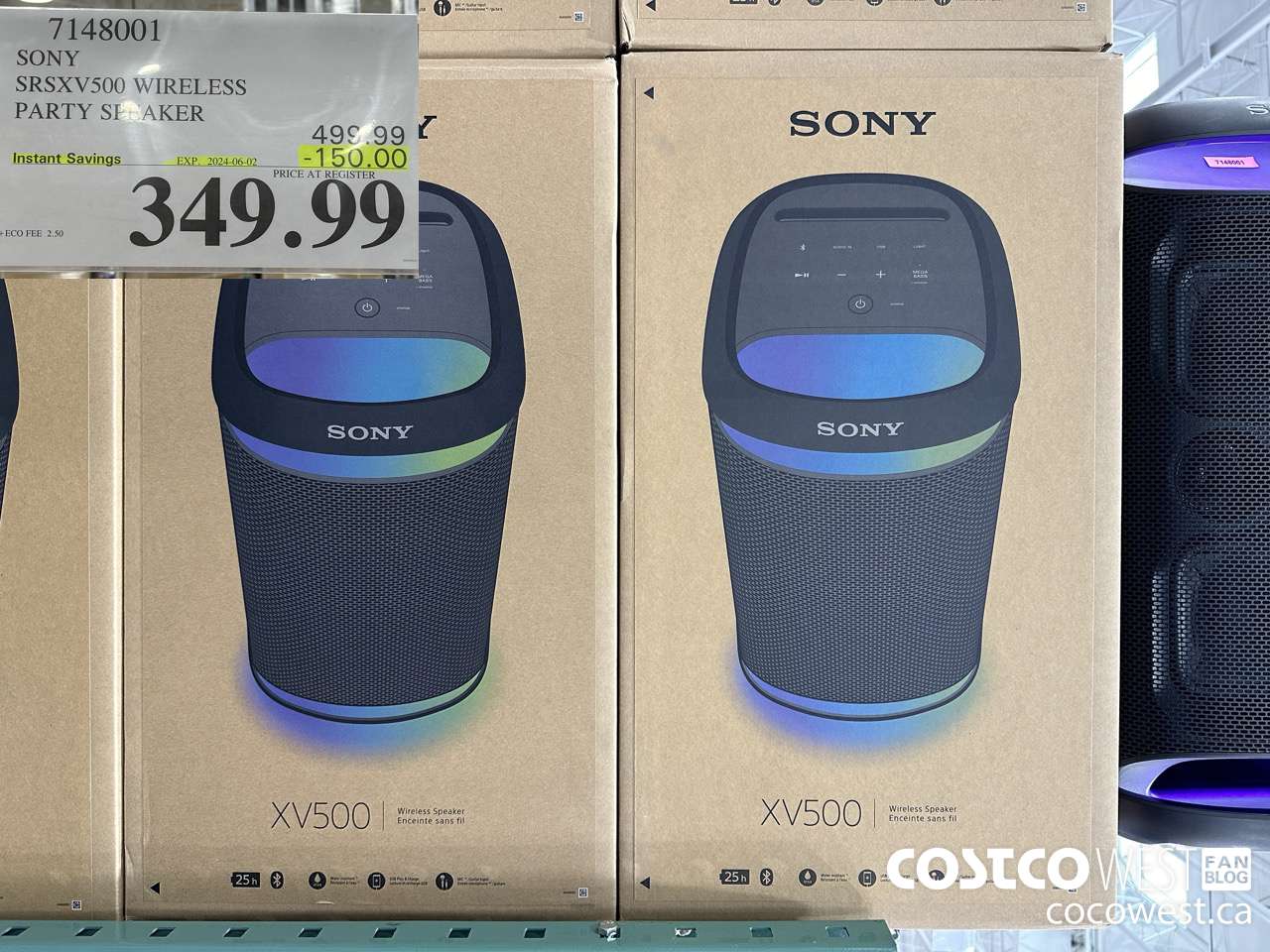 7148001 SONY SRSXV500 WIRELESS PARTY SPEAKER ($150.00 INSTANT SAVINGS EXPIRES ON 2024-06-02) $349.99
