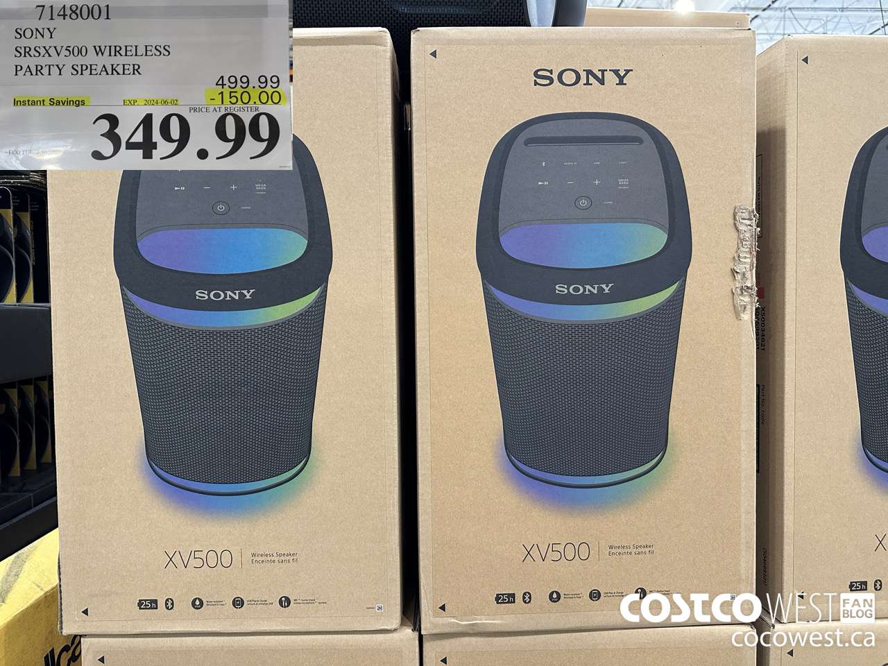 7148001 SONY SRSXV500 WIRELESS PARTY SPEAKER ($150.00 INSTANT SAVINGS EXPIRES ON 2024-06-02) $349.99