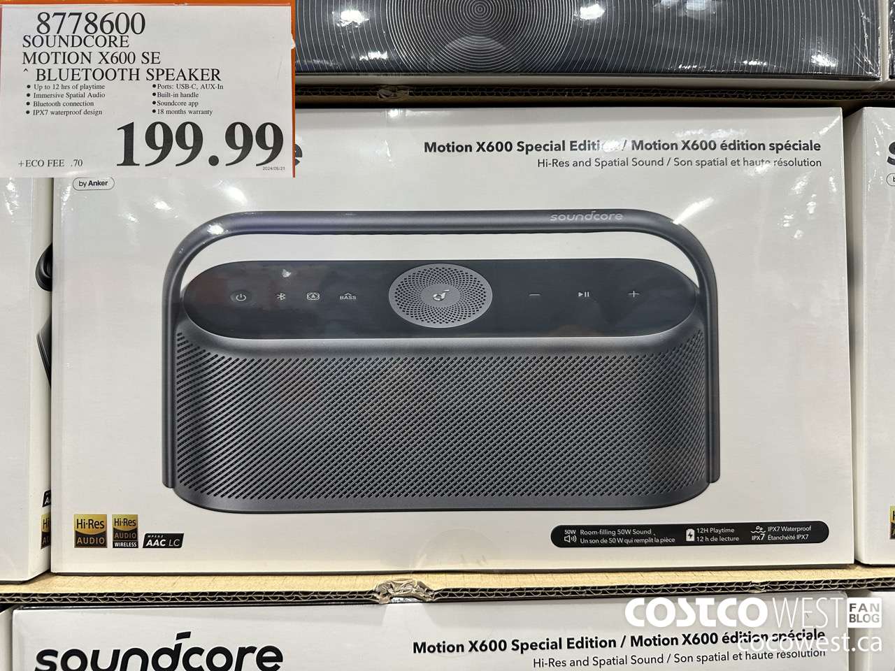 8778600 SOUNDCORE MOTION X600 SE BLUETOOTH SPEAKER  $199.99