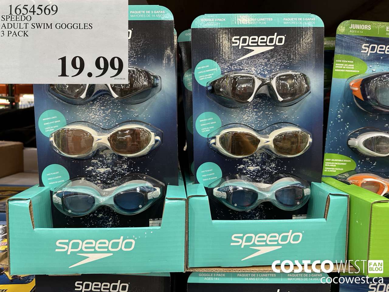 1654569 SPEEDO ADULT SWIM GOGGLES 3 PACK $19.99