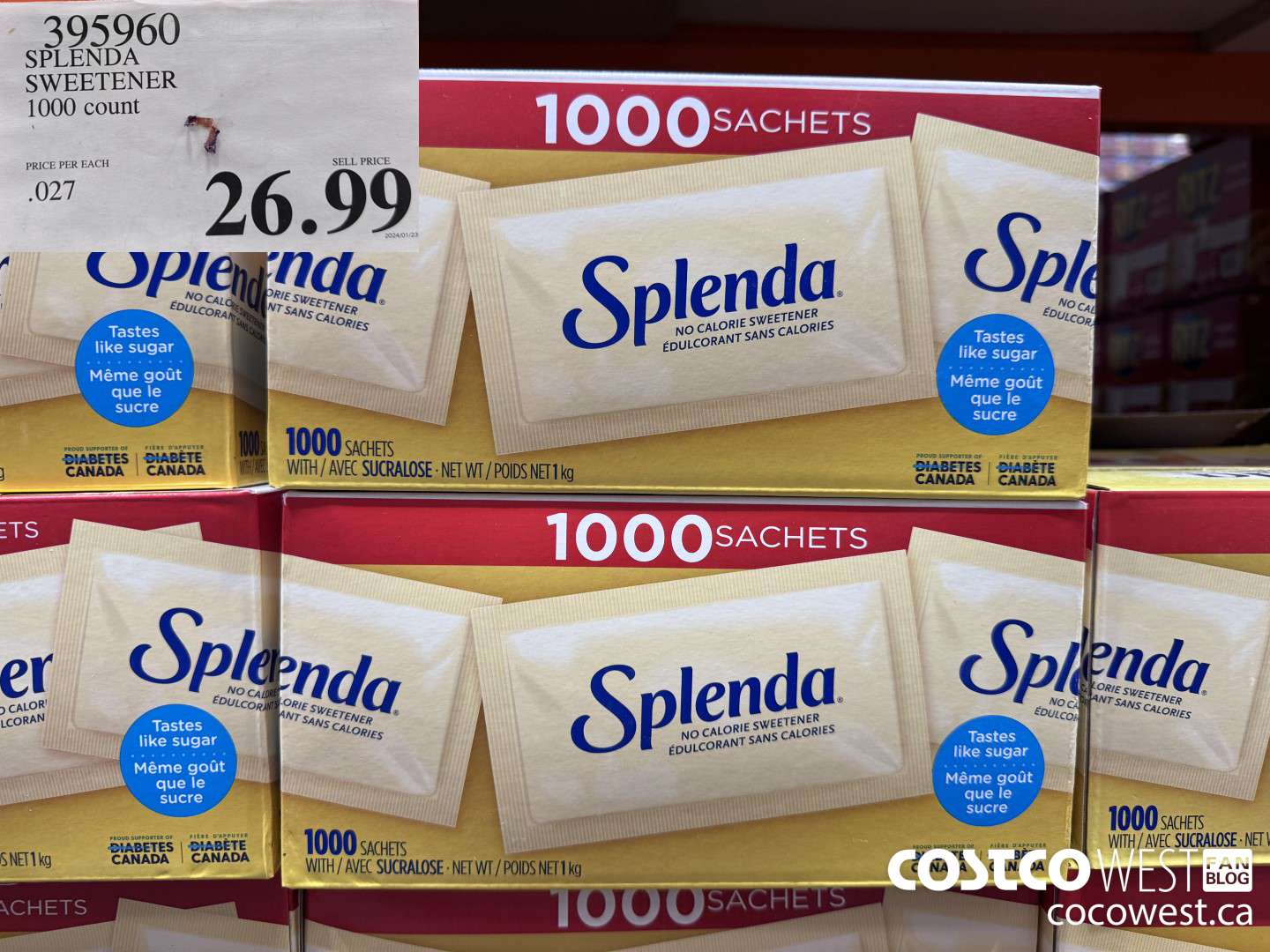 395960 SPLENDA SWEETENER 1000 PACKETS $26.99