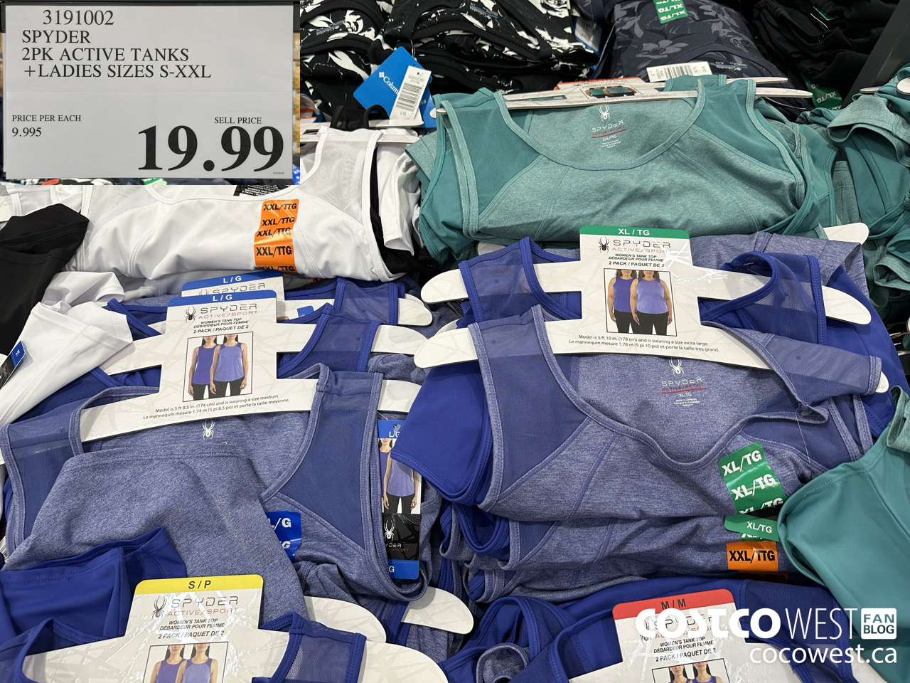 3191002 SPYDER 2PK ACTIVE TANKS LADIES SIZES S-XXL $19.99