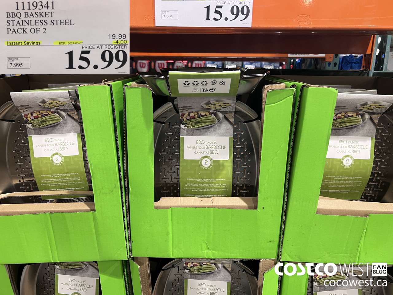 1119341 STAINLESS STEEL BBQ BASKET PACK OF 2 ($4.00 INSTANT SAVINGS EXPIRES ON 2024-06-02) $15.99