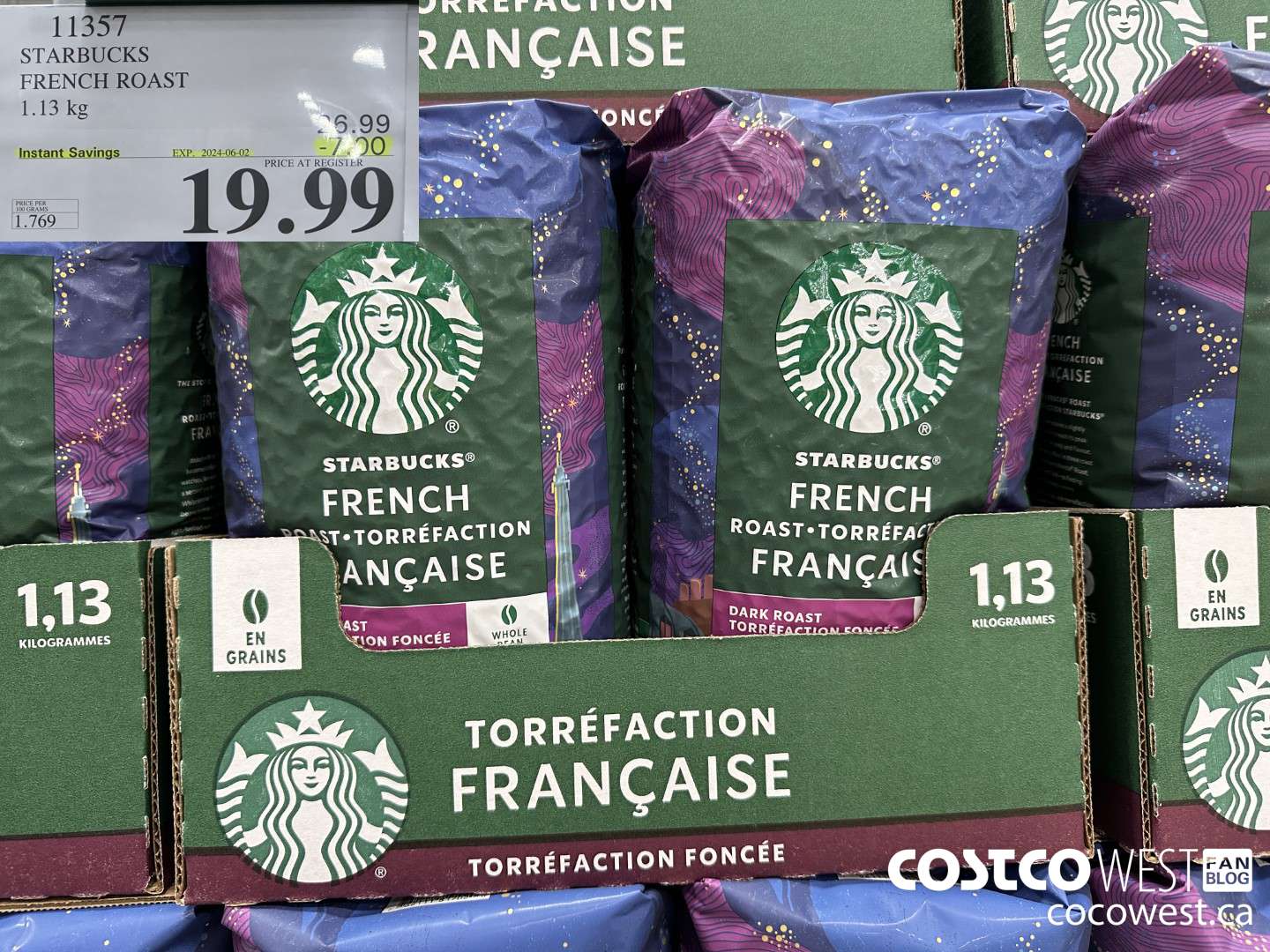 11357 STARBUCKS FRENCH ROAST 1.13KG ($7.00 INSTANT SAVINGS EXPIRES ON 2024-06-02) $19.99