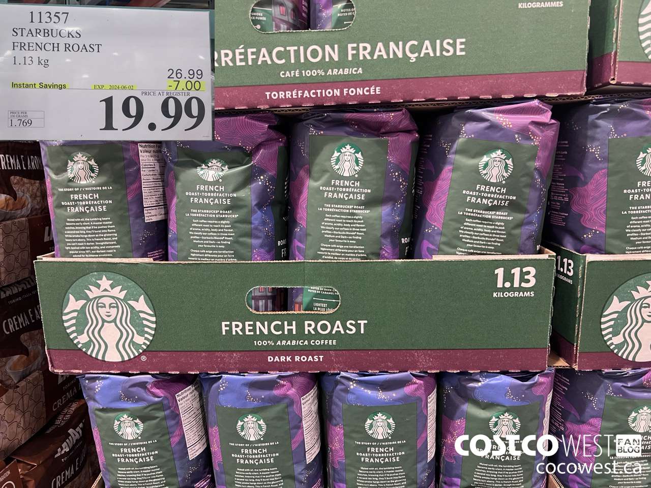 11357 STARBUCKS FRENCH ROAST 1.13KG ($7.00 INSTANT SAVINGS EXPIRES ON 2024-06-02) $19.99