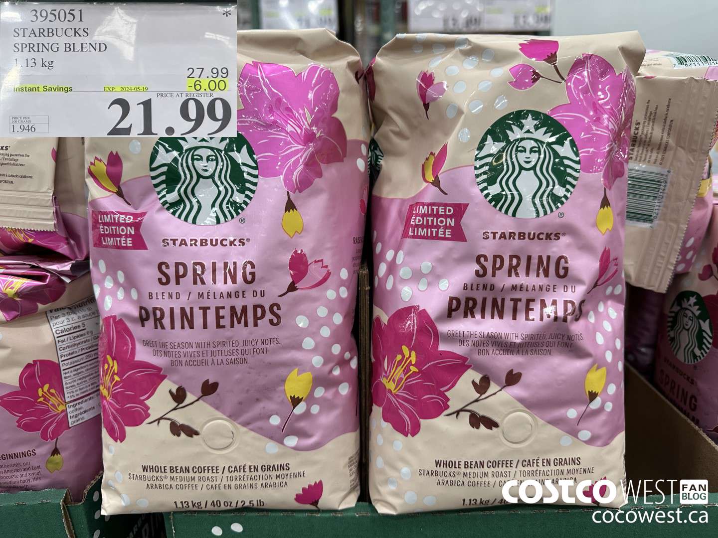 395051 STARBUCKS SPRING BLEND 1.13 kg ($6.00 INSTANT SAVINGS EXPIRES ON 2024-05-29) $21.99