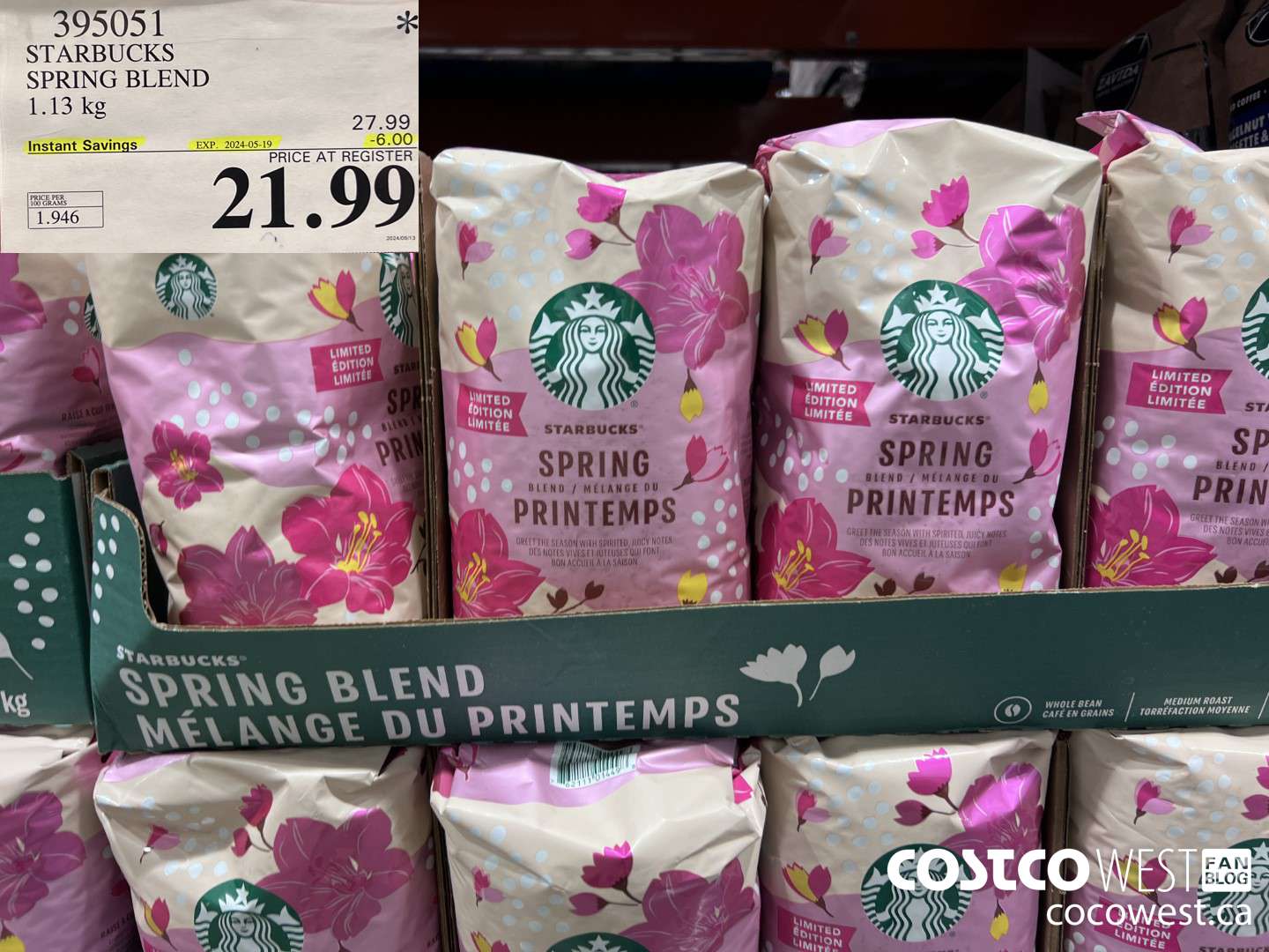 395051 STARBUCKS SPRING BLEND 1.13 kg ($6.00 INSTANT SAVINGS EXPIRES ON 2024-05-19) $21.99