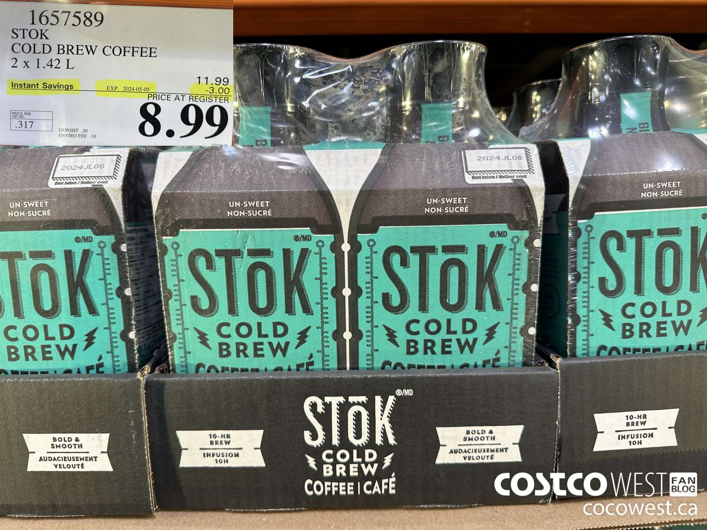 1657589 STOK COLD BREW COFFEE 2 X 1.42 L ($3.00 INSTANT SAVINGS EXPIRES ON 2024-05-05) $8.99