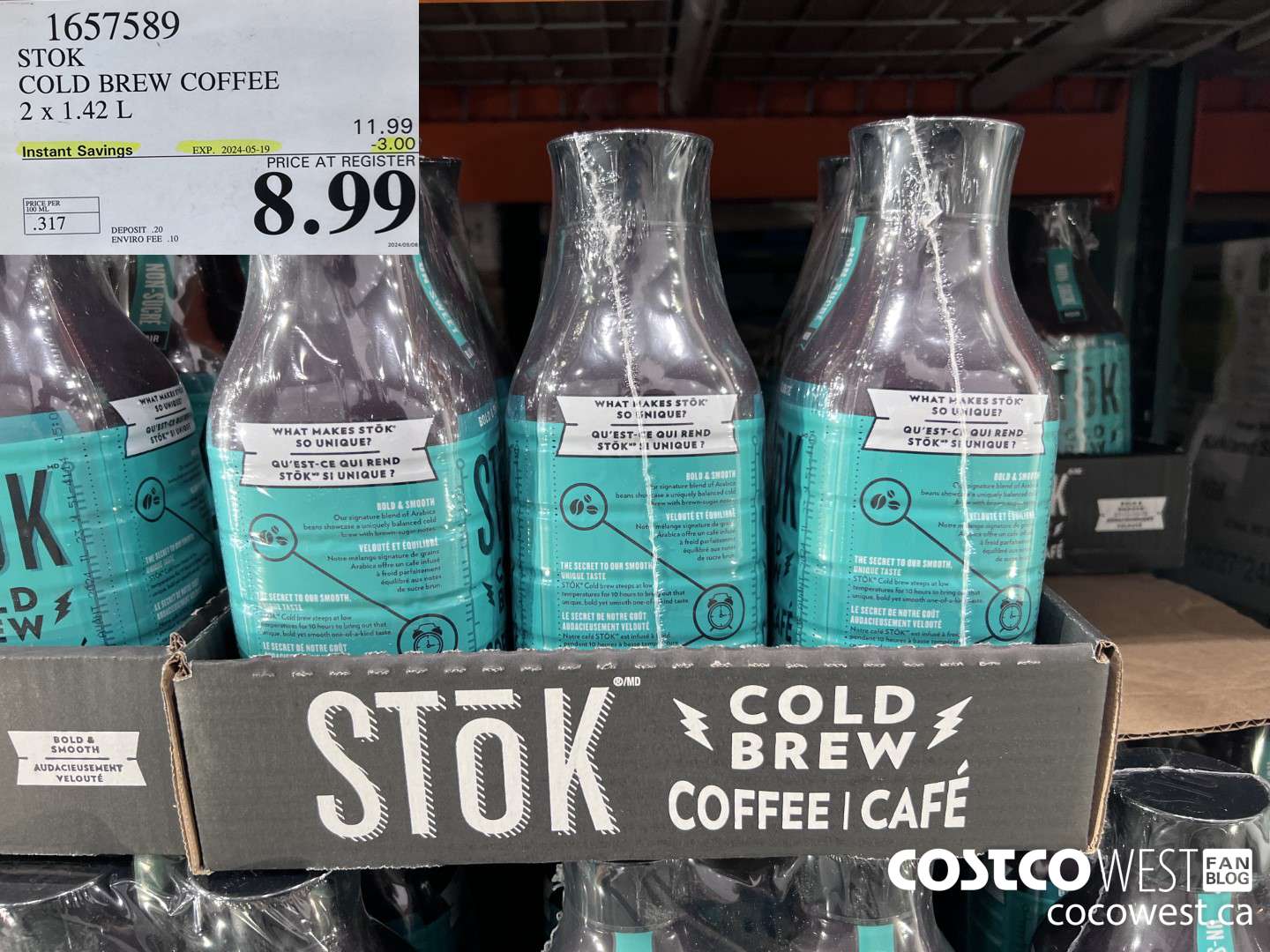 1657589 STOK COLD BREW COFFEE 2 X 1.42 L ($3.00 INSTANT SAVINGS EXPIRES ON 2024-05-19) $8.99