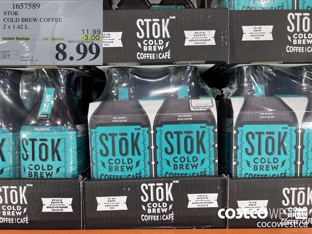 1657589 STOK COLD BREW COFFEE 2 X 1.42 L ($3.00 INSTANT SAVINGS EXPIRES ON 2024-06-02) $8.99