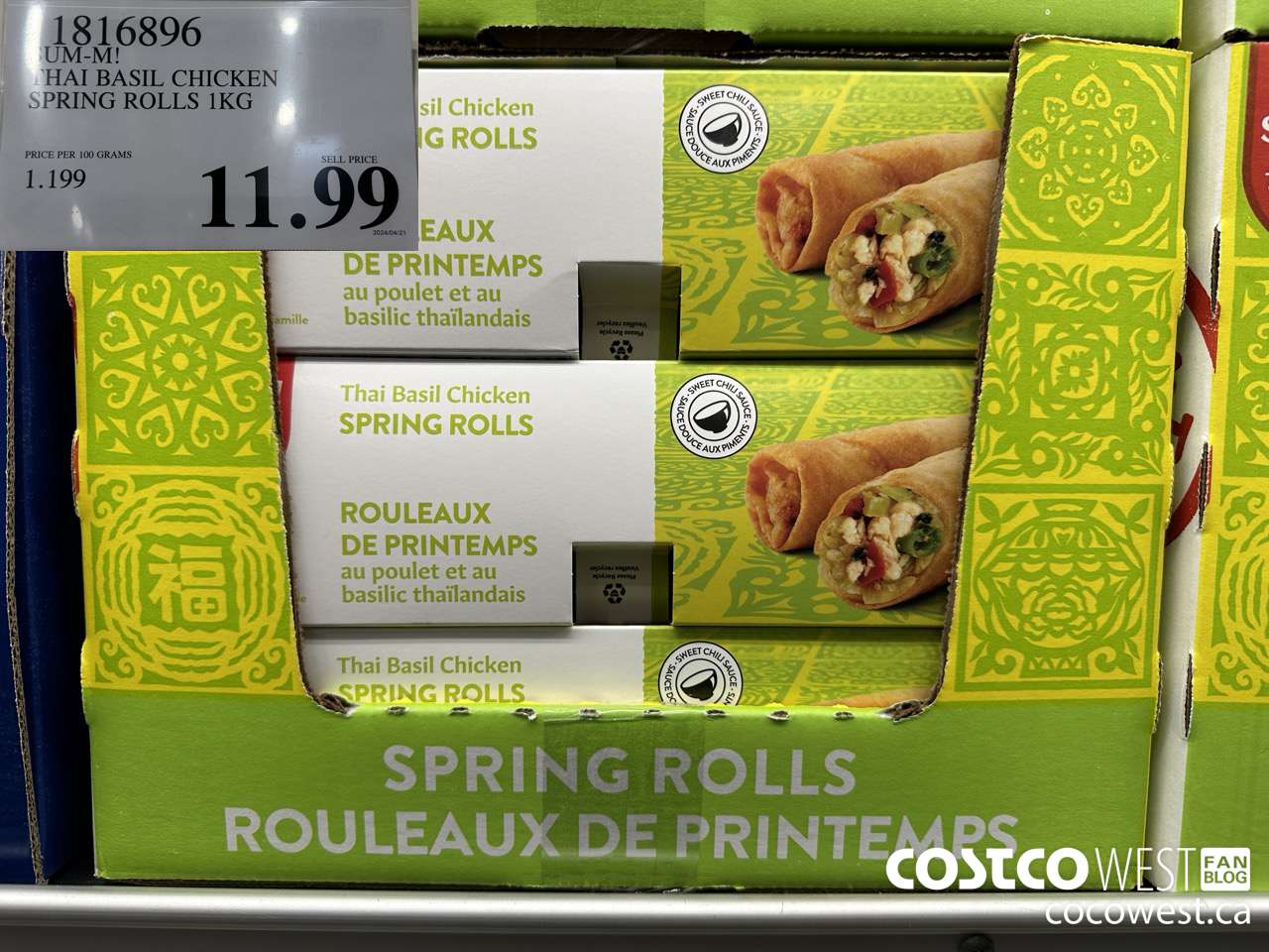 1816896 SUM-M! THAI BASIL CHICKEN SPRING ROLLS 1KG $11.99