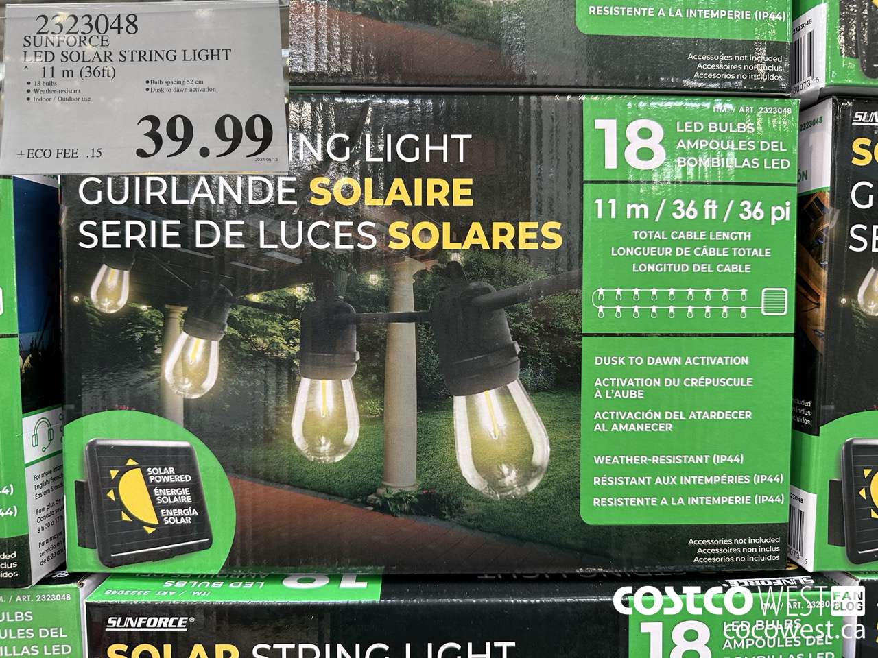 2323048 SUNFORCE LED SOLAR STRING LIGHT 11M (36FT) $39.99