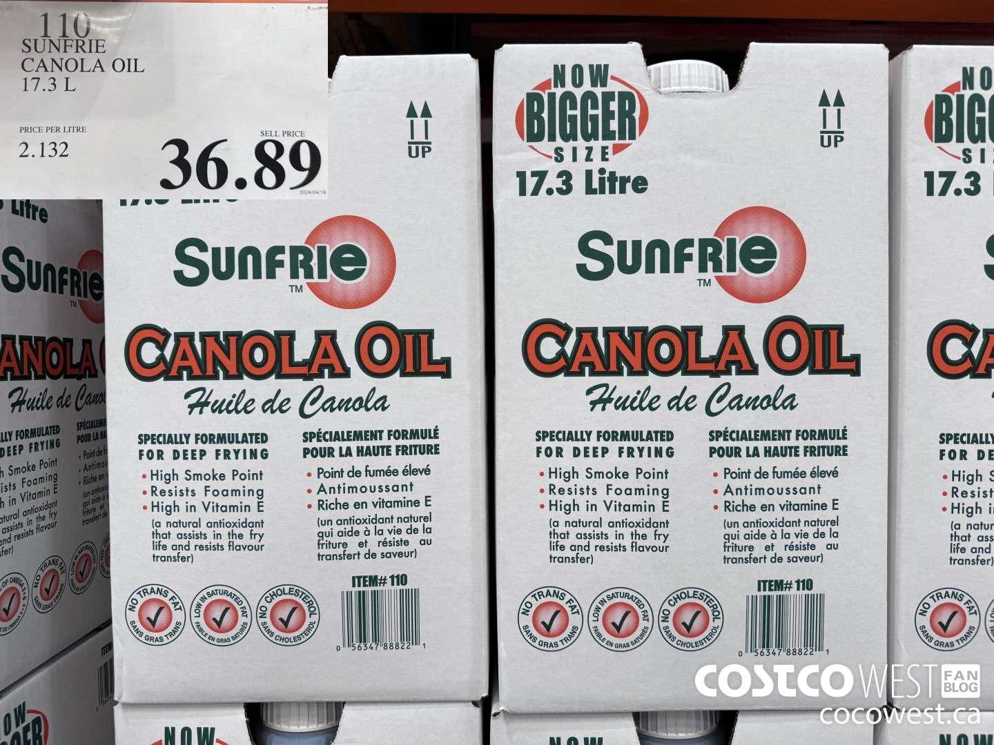 110 SUNFRIE CANOLA OIL 17.3 L $36.89
