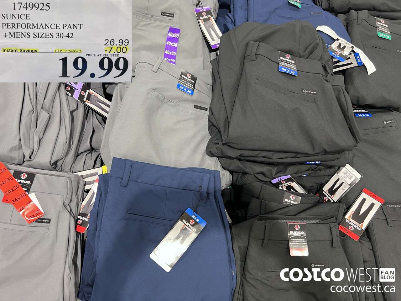 1749925 SUNICE PERFORMANCE PANT MENS SIZES 30-42 ($7.00 INSTANT SAVINGS EXPIRES ON 2024-06-02) $19.99