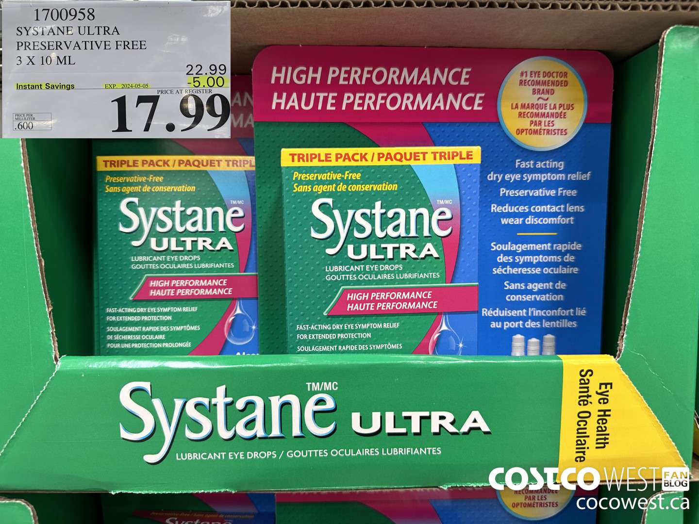 1700958 SYSTANE ULTRA PRESERVATIVE FREE 3 X 10 ML ($5.00 INSTANT SAVINGS EXPIRES ON 2024-05-05) $17.99