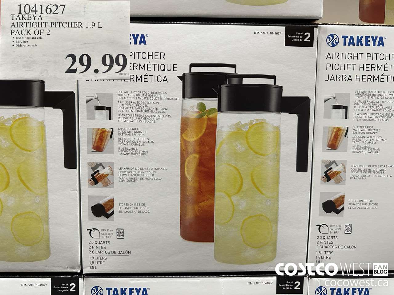 1041627 TAKEYA AIRTIGHT PITCHER 1.9L PACK OF 2 $29.99