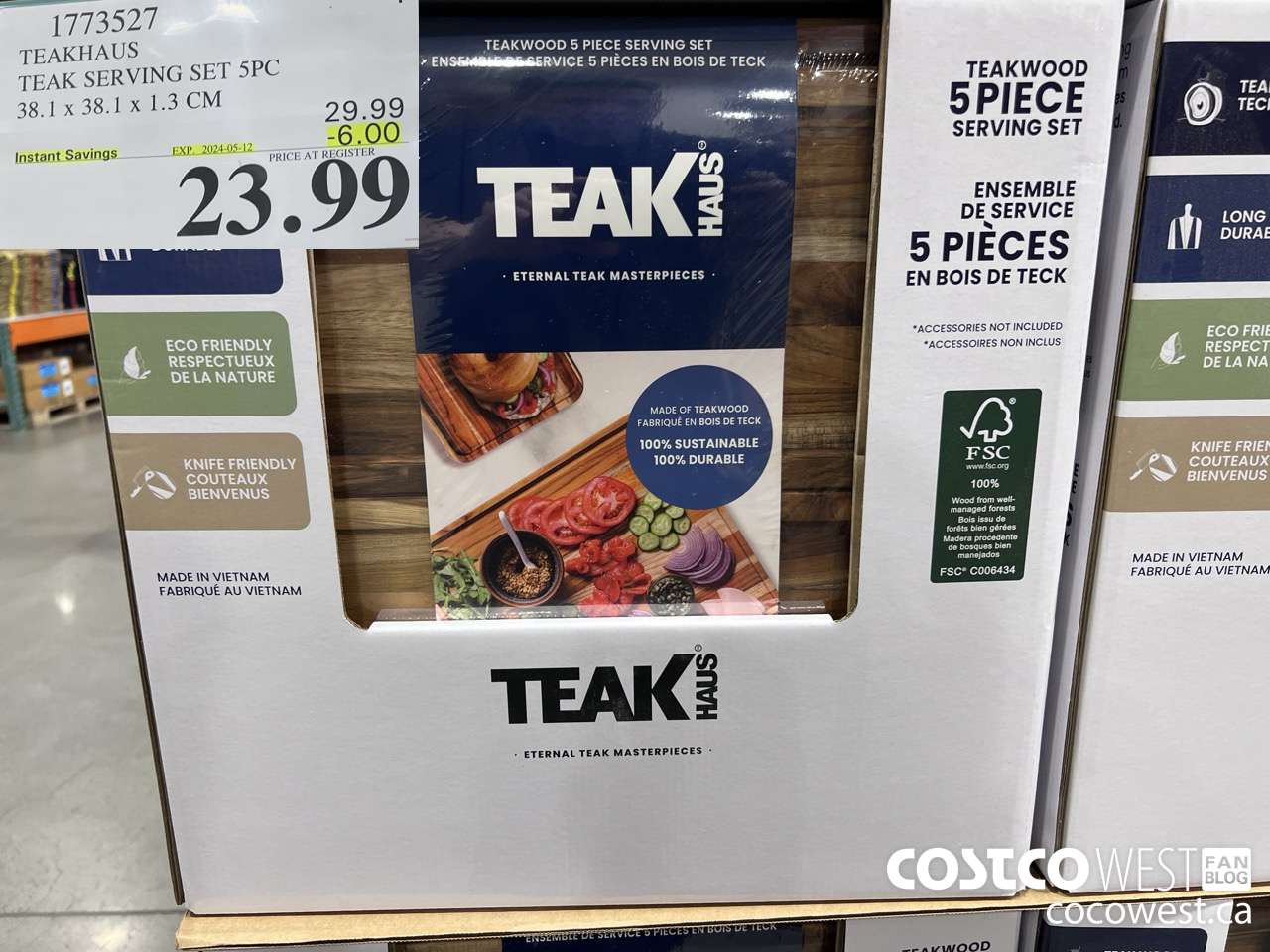 1773527 TEAKHAUS TEAK SERVING SET 5PC 38.1x 38.1 x 1.3 CM ($6.00 INSTANT SAVINGS EXPIRES ON 2024-05-12) $23.99