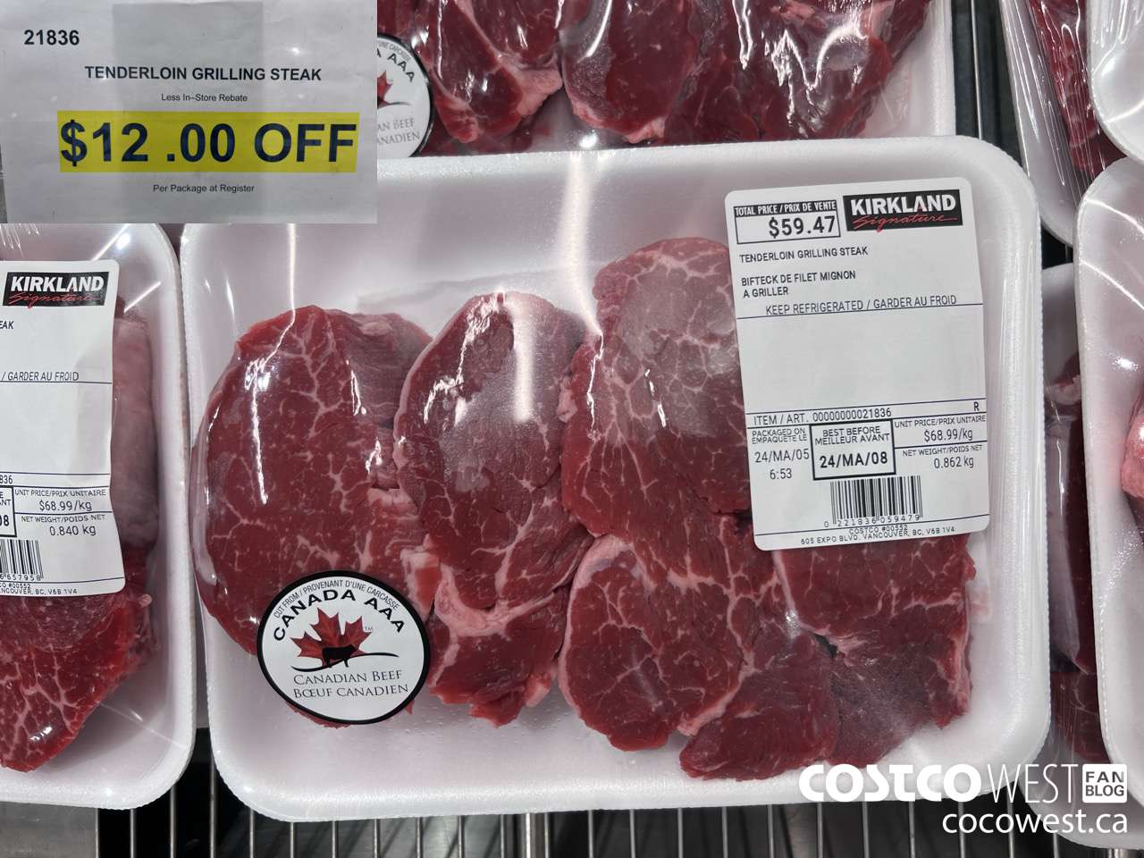 21836 TENDERLOIN GRILLING STEAK ($12.00 INSTANT SAVINGS)