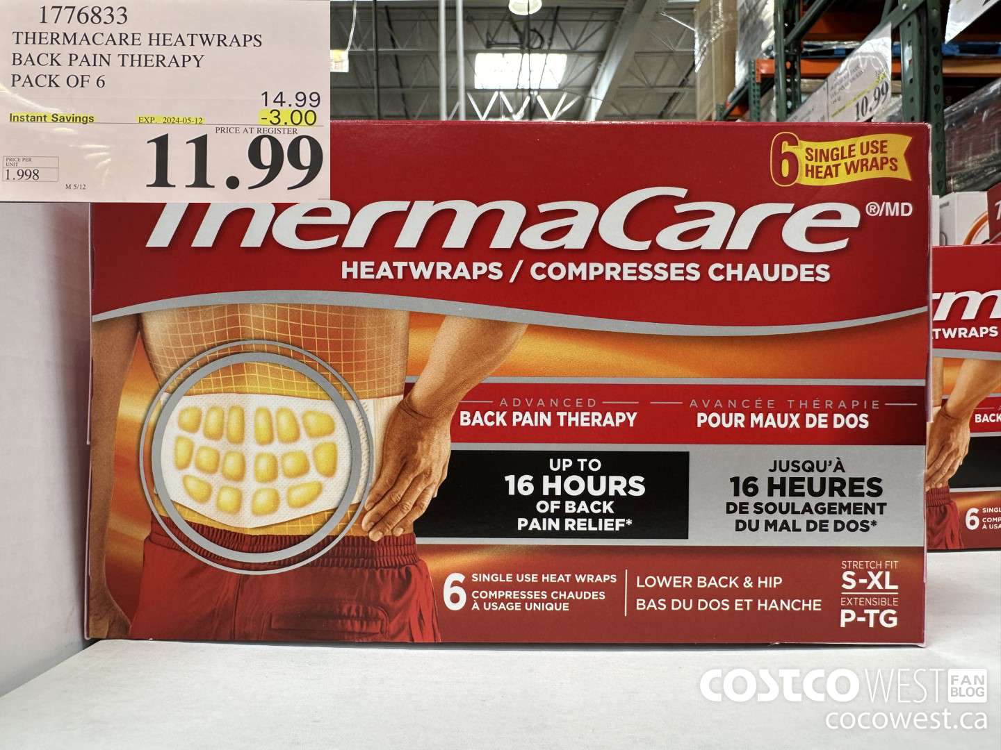 1776833 THERMACARD HEATWRAPS BACK PAIN THERAPY PACK OF 6 ($3.00 INSTANT SAVINGS EXPIRES ON 2024-05-12) $11.99
