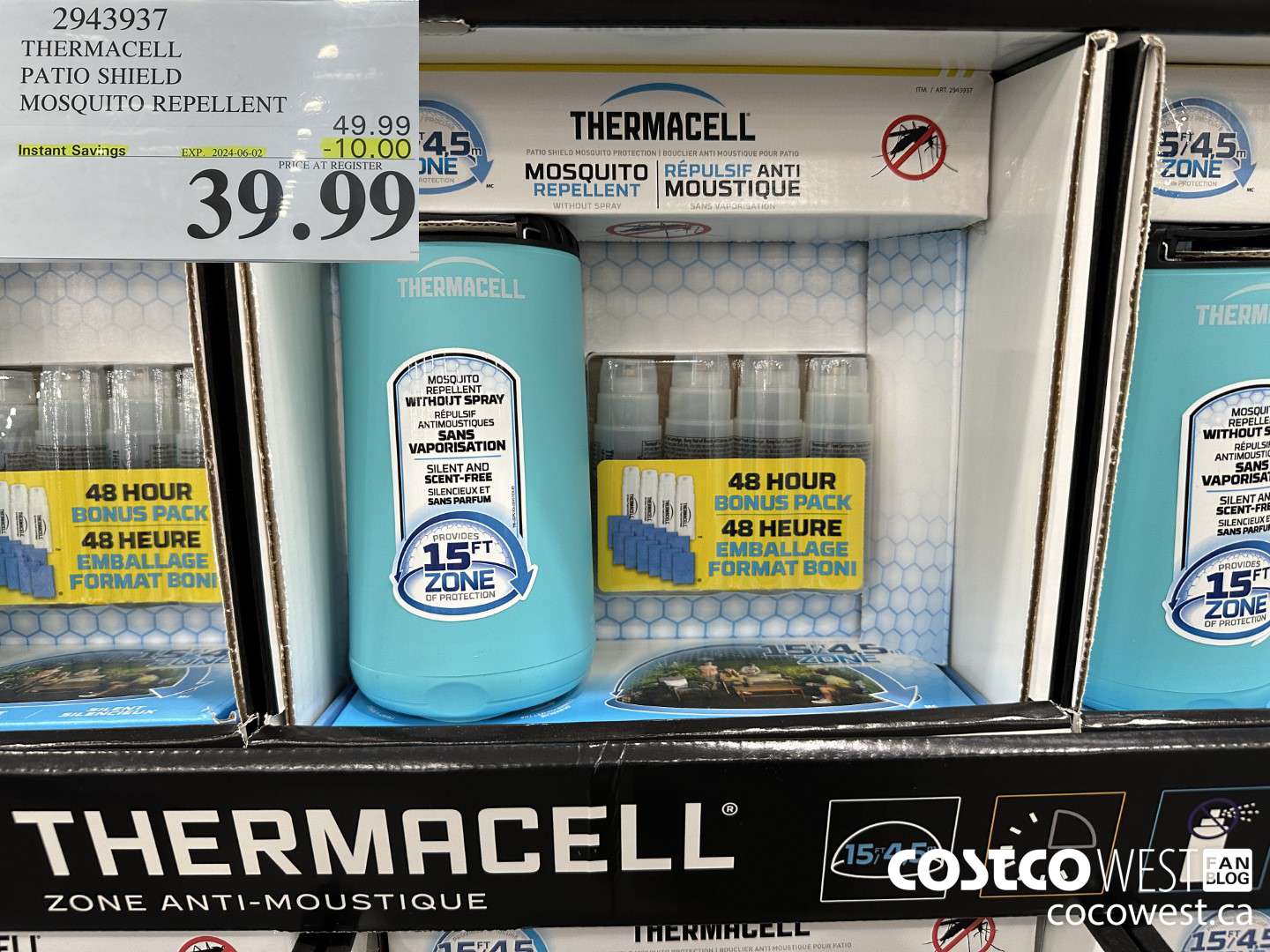 2943937 THERMACELL PATIO SHIELD MOSQUITO REPELLENT ($10.00 INSTANT SAVINGS EXPIRES ON 2024-06-02) $39.99