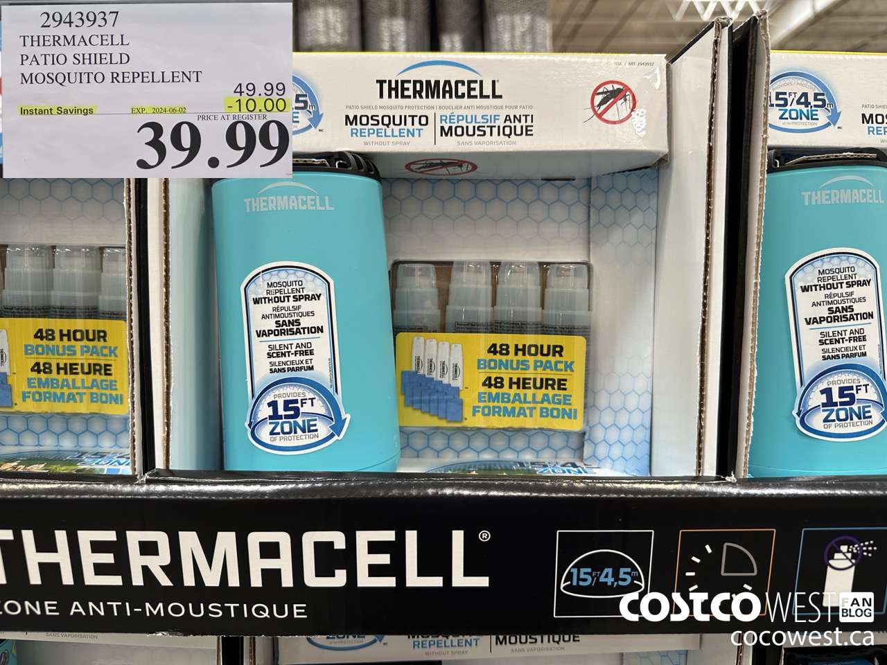 2943937 THERMACELL PATIO SHIELD MOSQUITO REPELLENT ($10.00 INSTANT SAVINGS EXPIRES ON 2024-06-02) $39.99