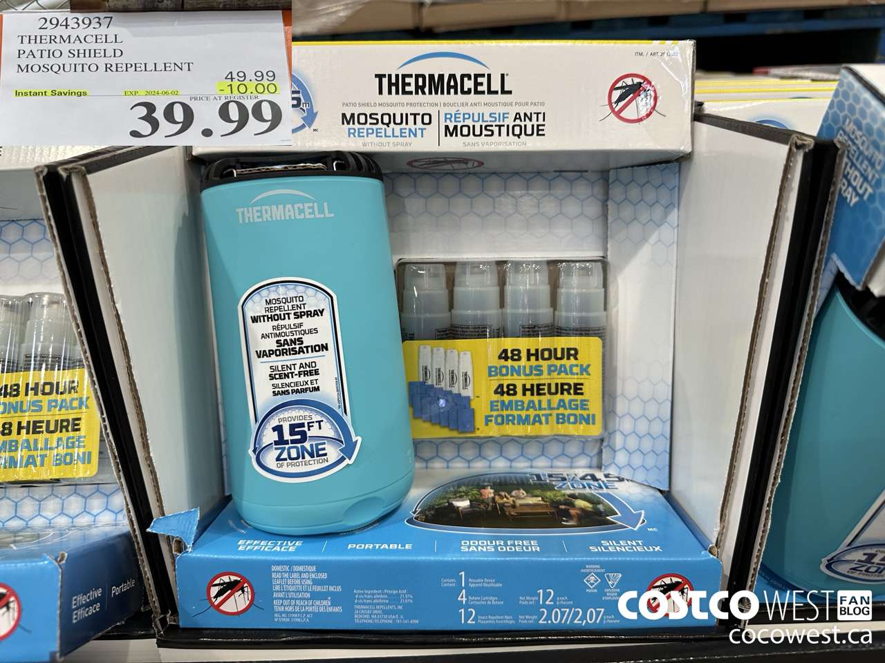 2943937 THERMACELL PATIO SHIELD MOSQUITO REPELLENT ($10.00 INSTANT SAVINGS EXPIRES ON 2024-06-02) $39.99