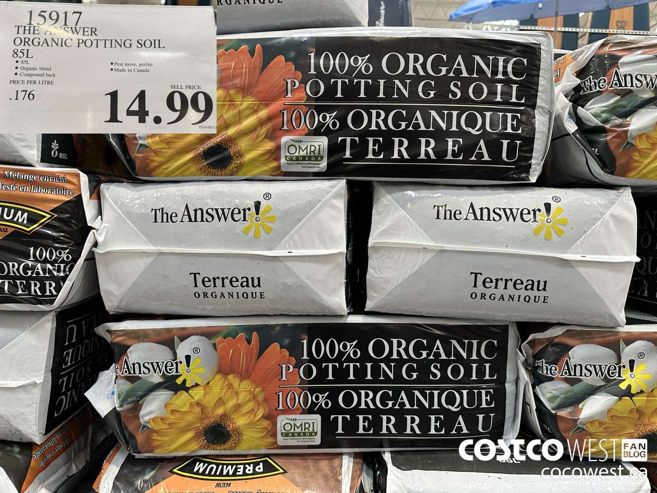 15917 THE ANSWER ORGANIC POTTING SOIL 85 L $14.99