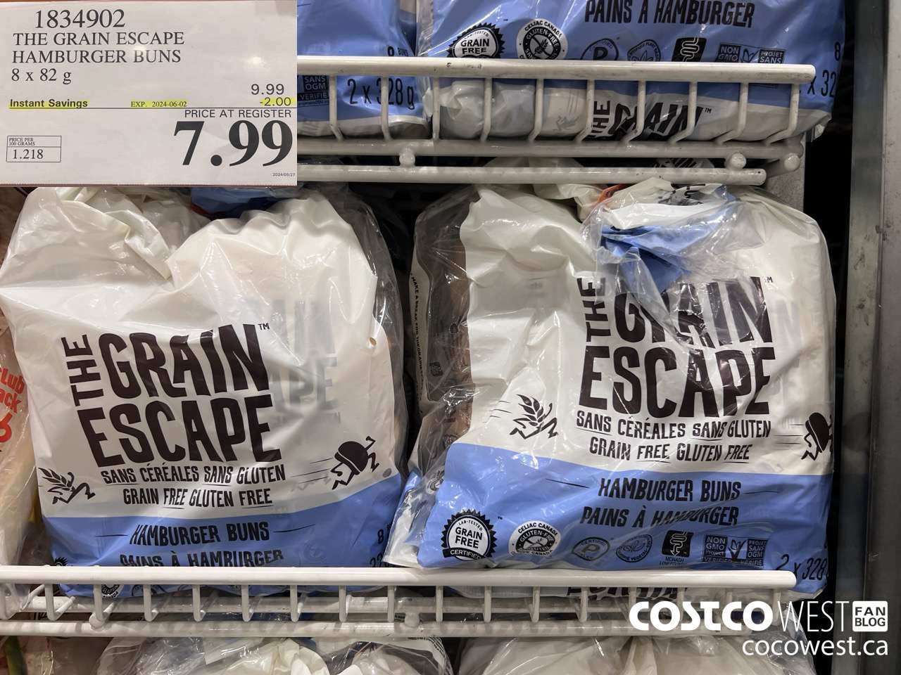 1834902 THE GRAIN ESCAPE HAMBURGER BUNS 8 X 82 G ($2.00 INSTANT SAVINGS EXPIRES ON 2024-06-02) $7.99