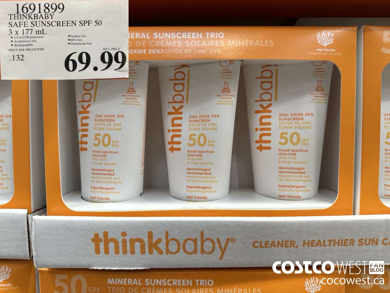 1691899 THINKBABY SAFE SUNSCREEN SPF 50 3 x 177 ml $69.99
