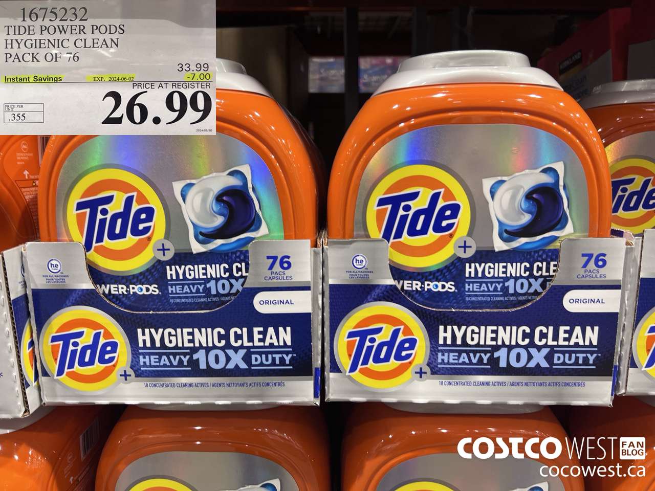 1675232 TIDE POWER PODS HYGIENIC CLEAN PACK OF 76 ($7.00 INSTANT SAVINGS EXPIRES ON 2024-06-02) $26.99