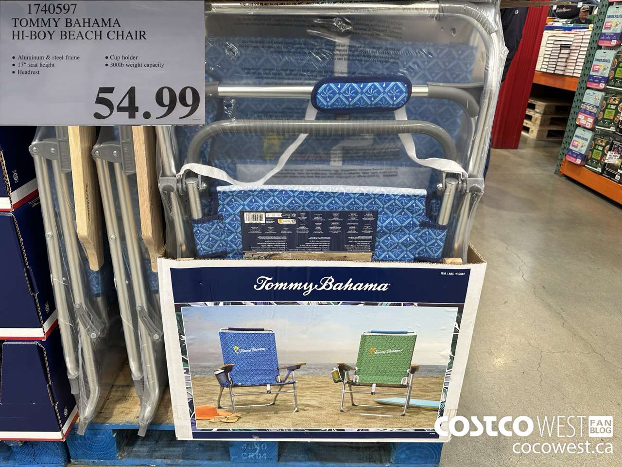 1740597 TOMMY BAHAMA HI-BOY BEACH CHAIR $54.99