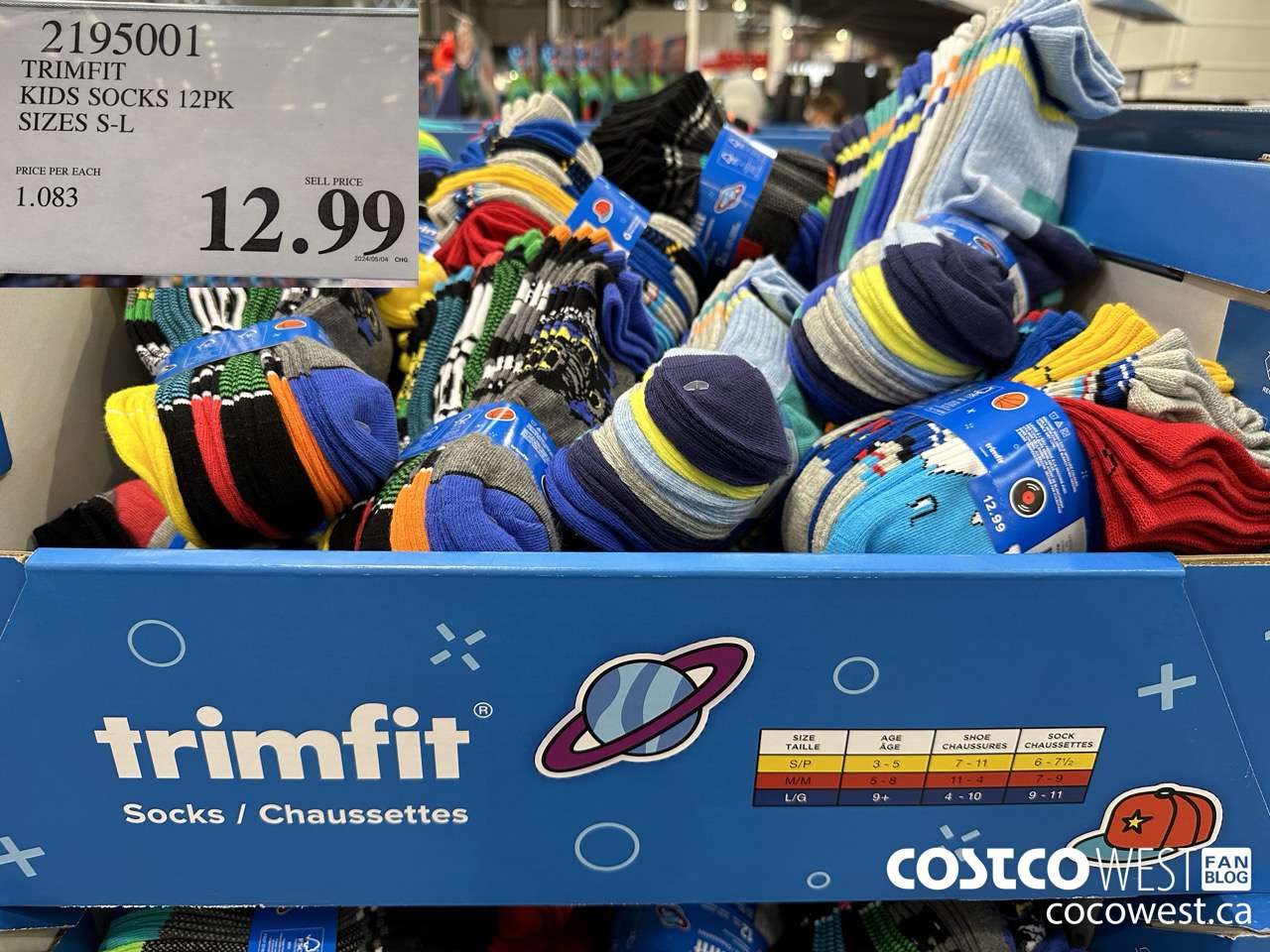 2195001 TRIMFIT KIDS SOCKS 12PK SIZES S-L $12.99