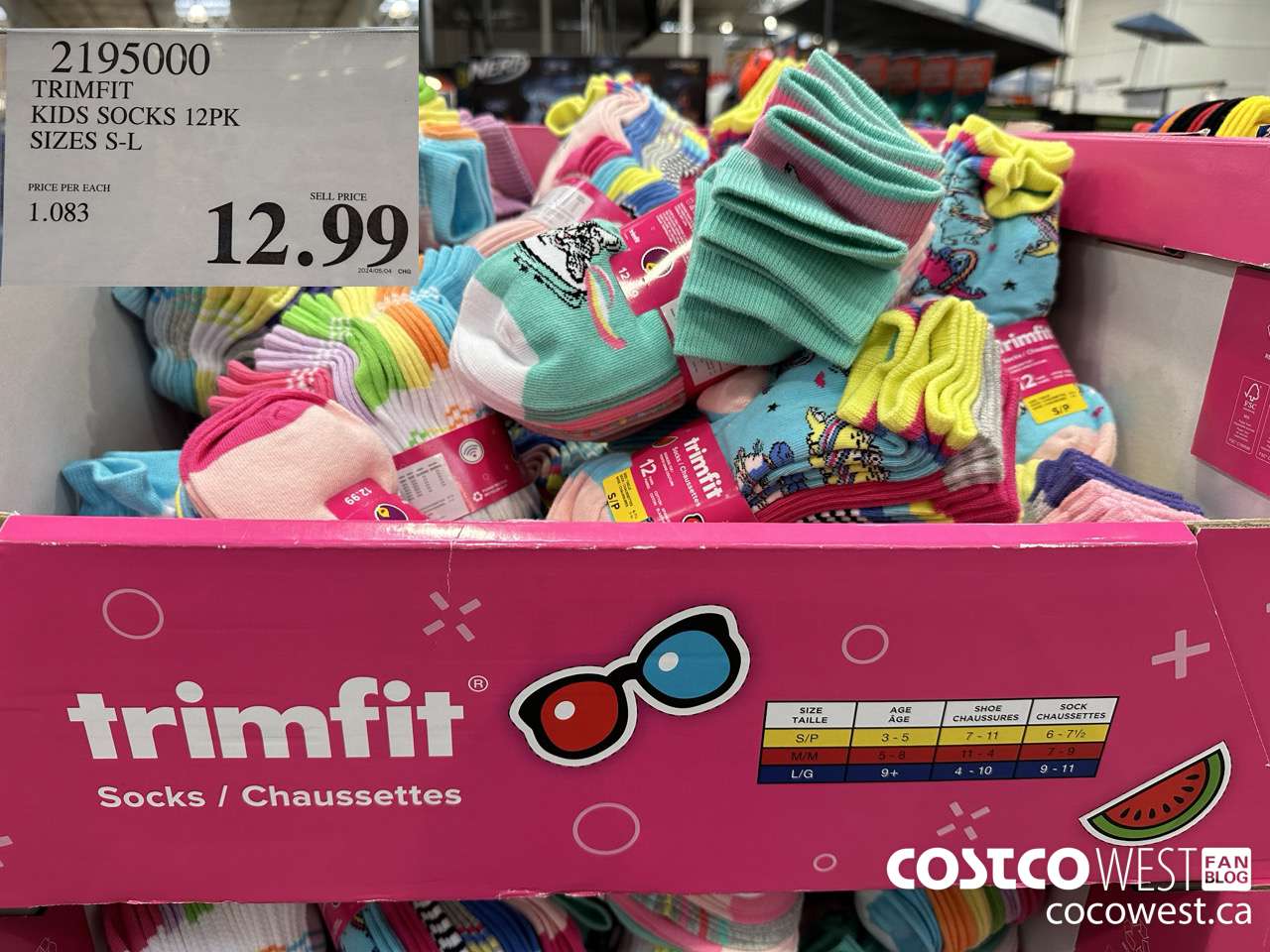 2195000 TRIMFIT KIDS SOCKS 12PK SIZE S-L $12.99