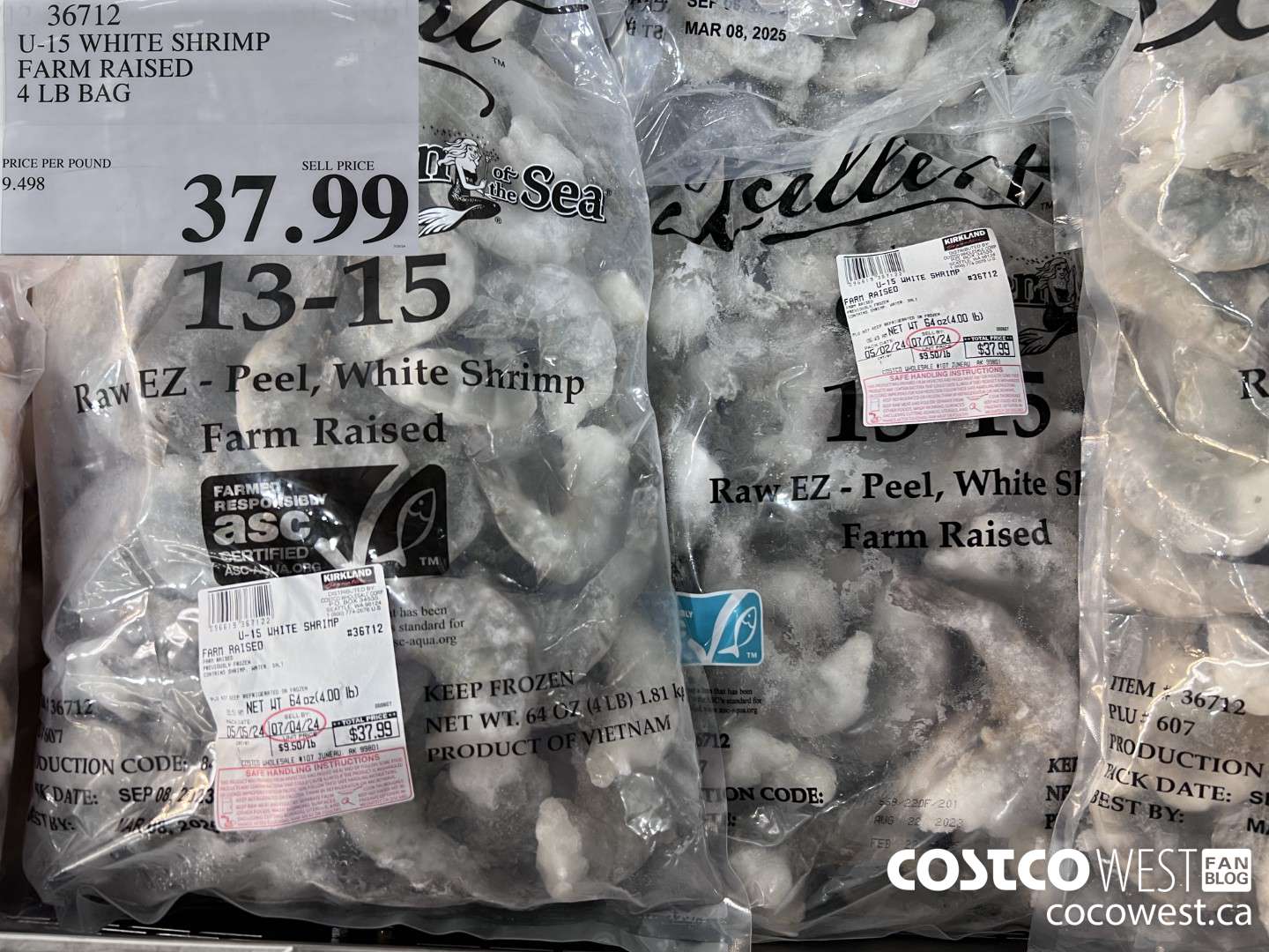 36712 U-15 WHITE SHRIMP FARM RAISED 4 LB BAG $37.99