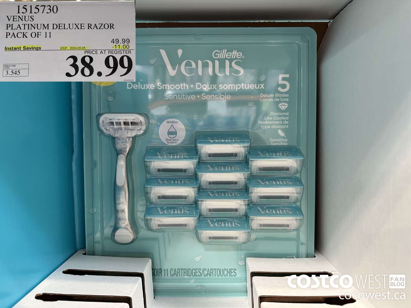 1515730 VENUS PLATINUM DELUXE RAZOR PACK OF 11 ($11.00 INSTANT SAVINGS EXPIRES ON 2024-05-05) $38.99