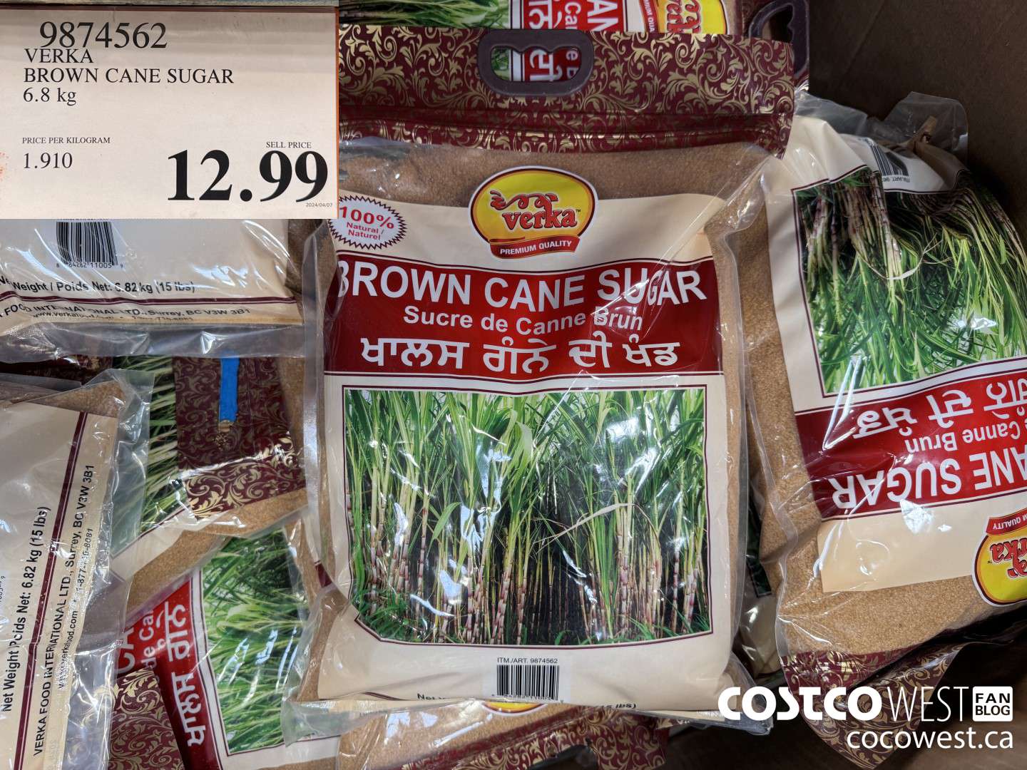 9874562 VERKA BROWN SUGAR 6.8KG $12.99