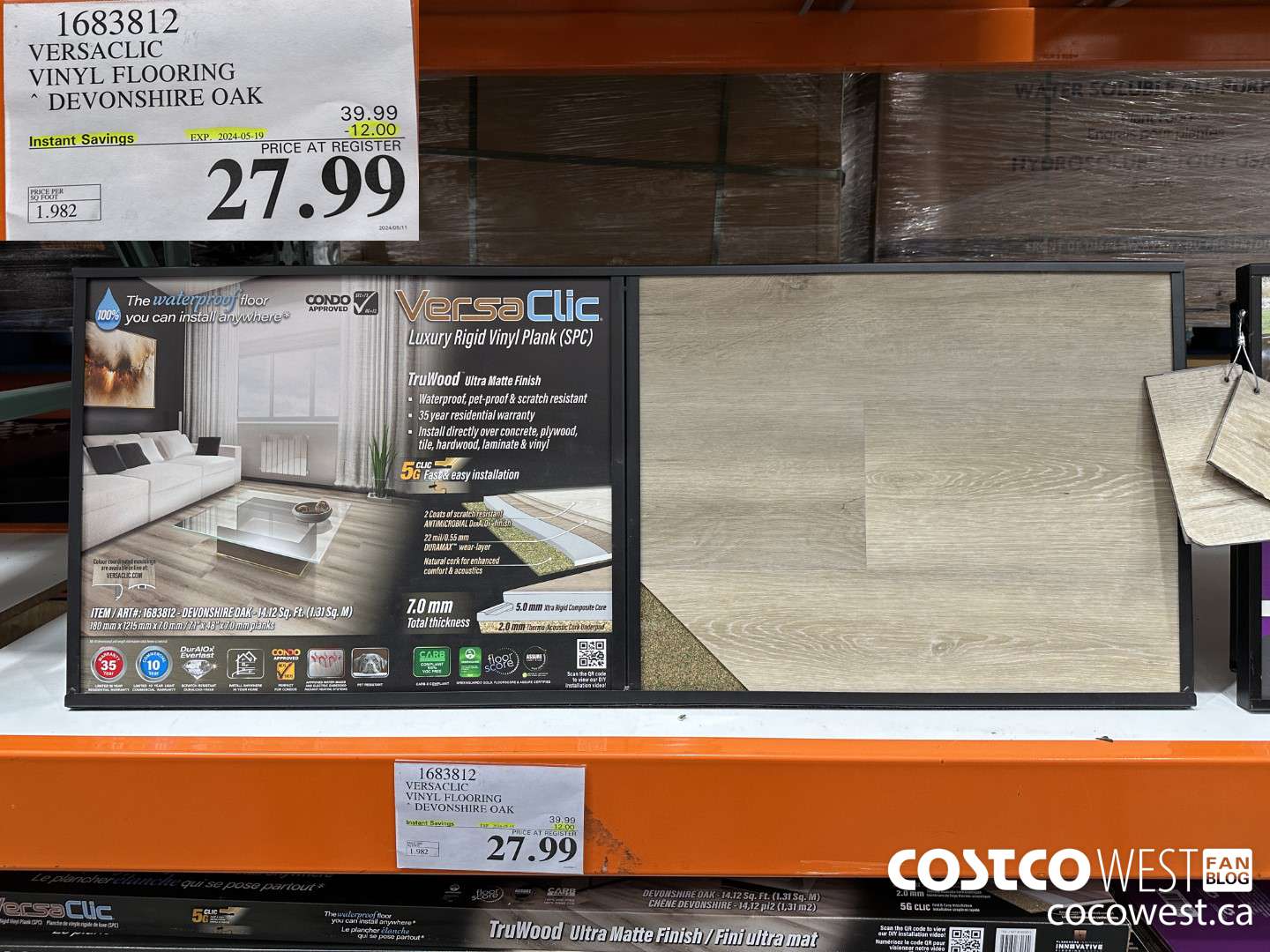1683812 VERSACLIC VINYL FLOORING DEVONSHIRE OAK ($12.00 INSTANT SAVINGS EXPIRES ON 2024-05-19) $27.99