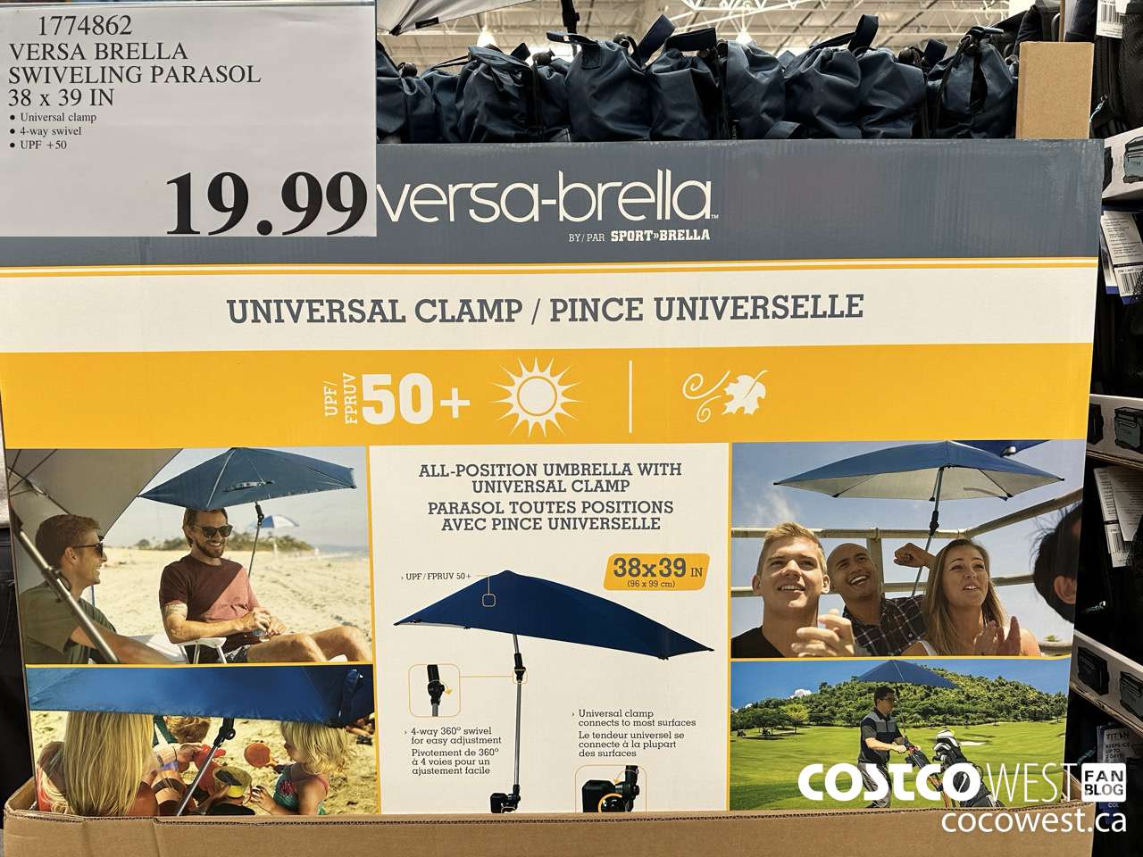 1774862 VERSA BRELLA SWIVELING PARASOL 38 X 39 IN $19.99